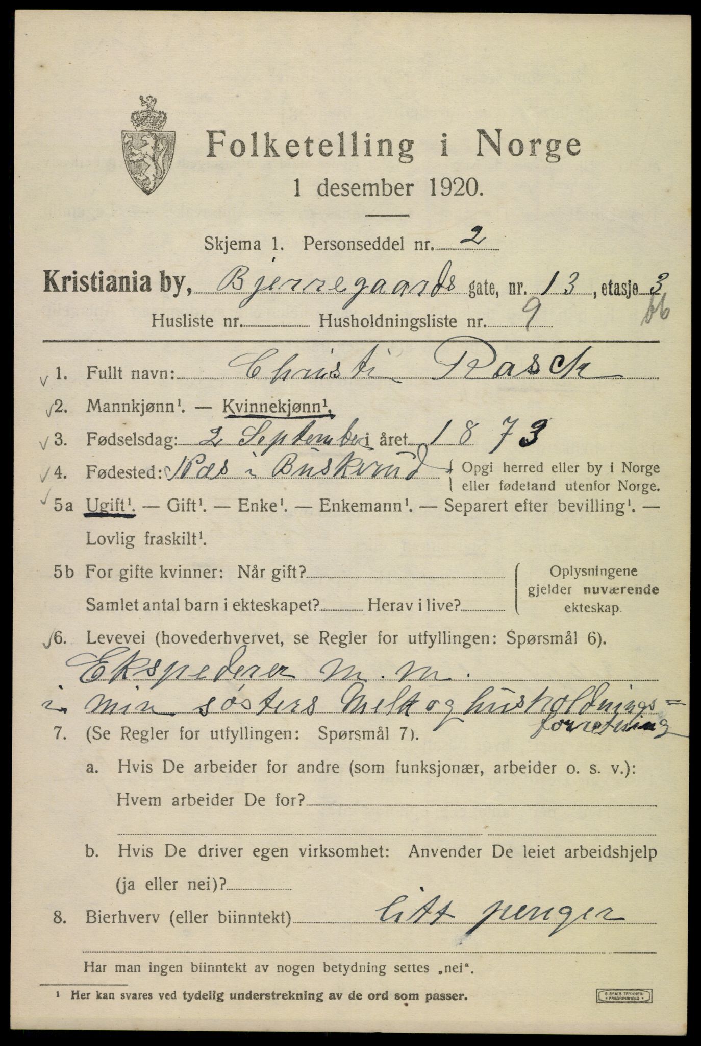 SAO, 1920 census for Kristiania, 1920, p. 159621