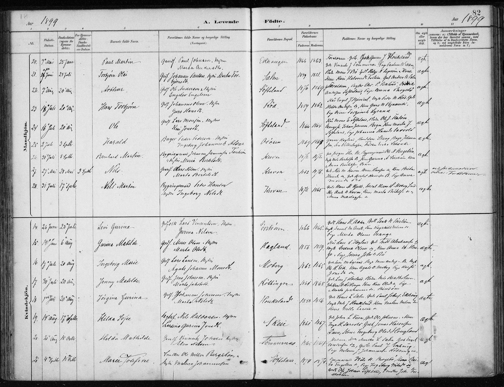 Os sokneprestembete, AV/SAB-A-99929: Parish register (official) no. B 1, 1885-1902, p. 82