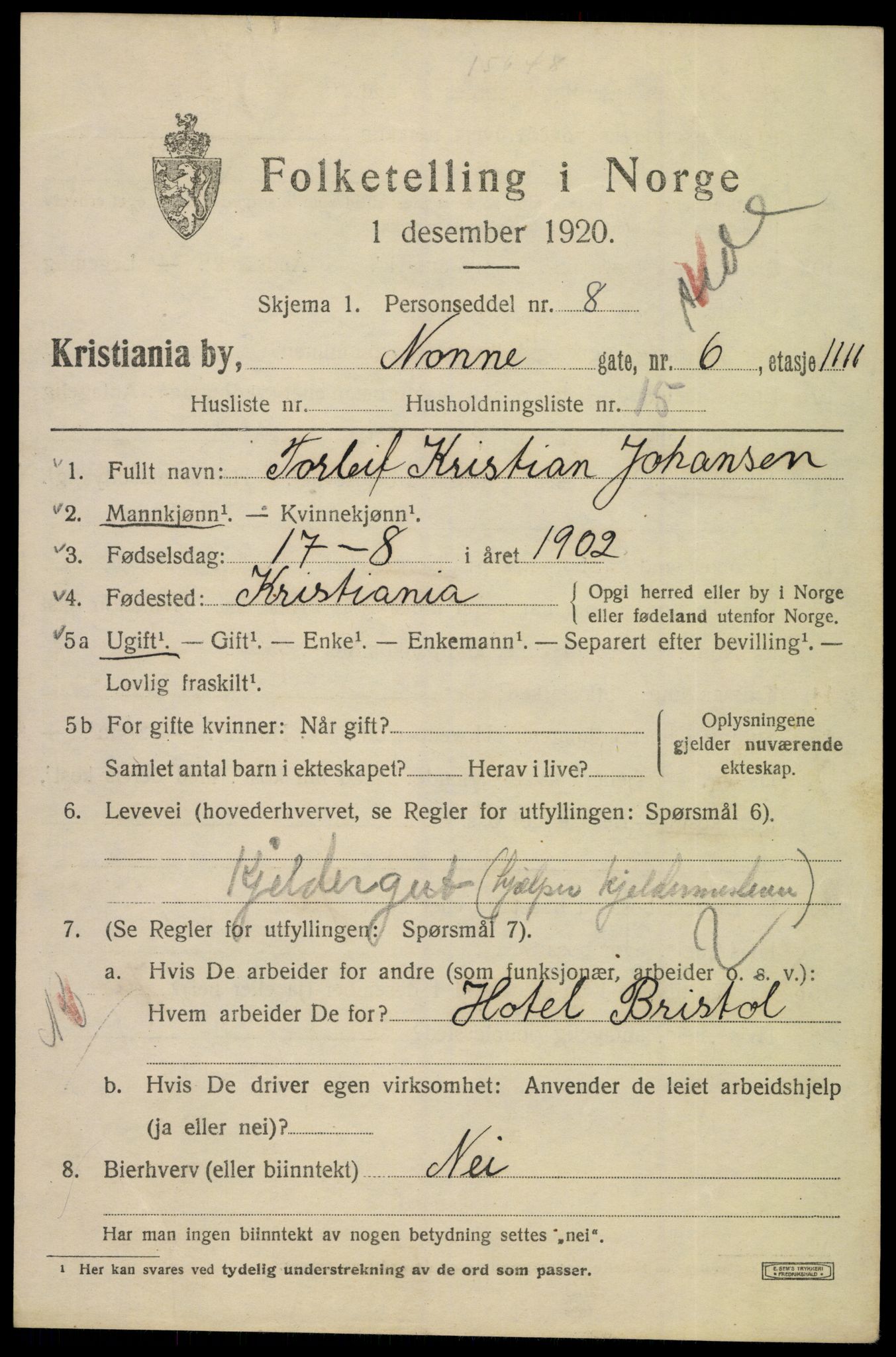 SAO, 1920 census for Kristiania, 1920, p. 418413