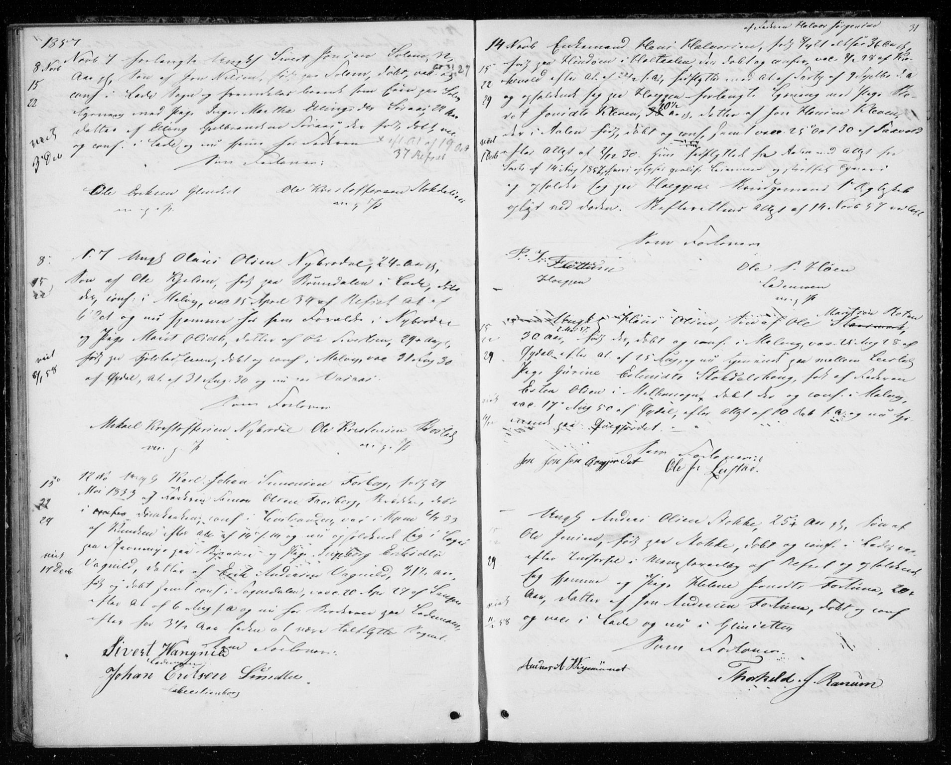 Ministerialprotokoller, klokkerbøker og fødselsregistre - Sør-Trøndelag, SAT/A-1456/606/L0297: Banns register no. 606A12, 1854-1861, p. 31