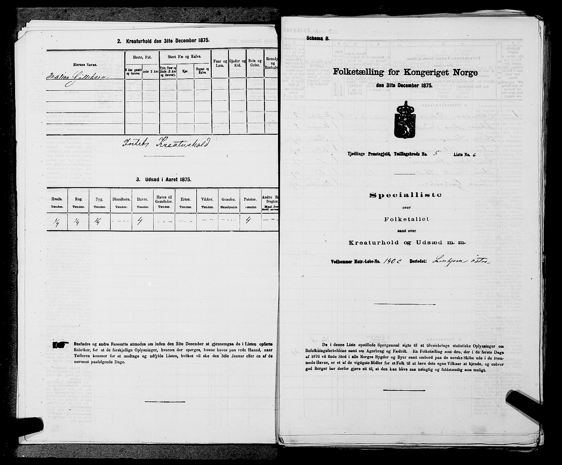 SAKO, 1875 census for 0725P Tjølling, 1875, p. 891