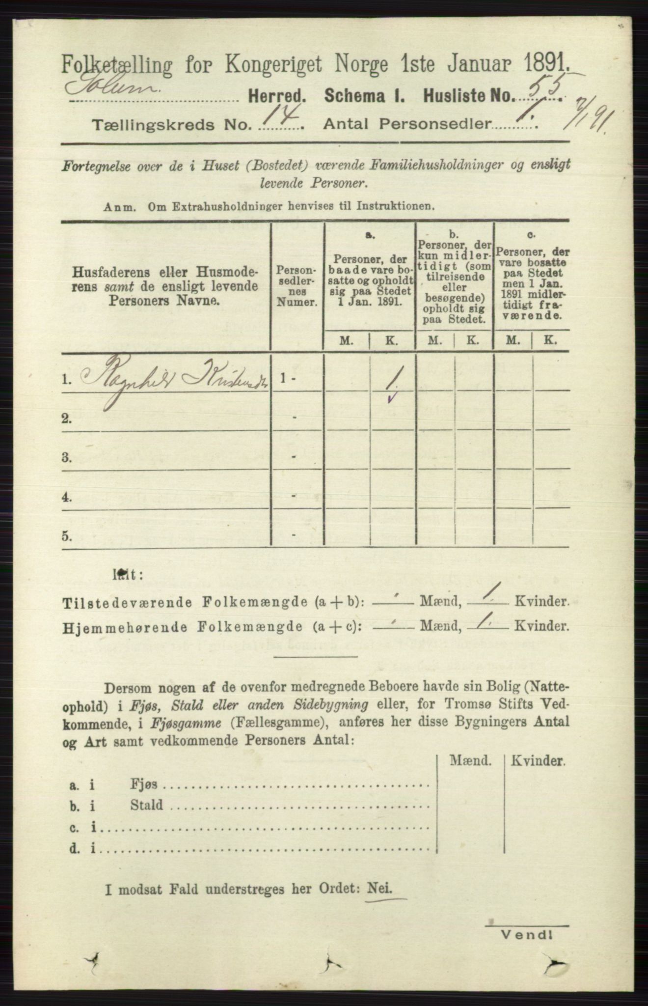 RA, 1891 census for 0818 Solum, 1891, p. 6350