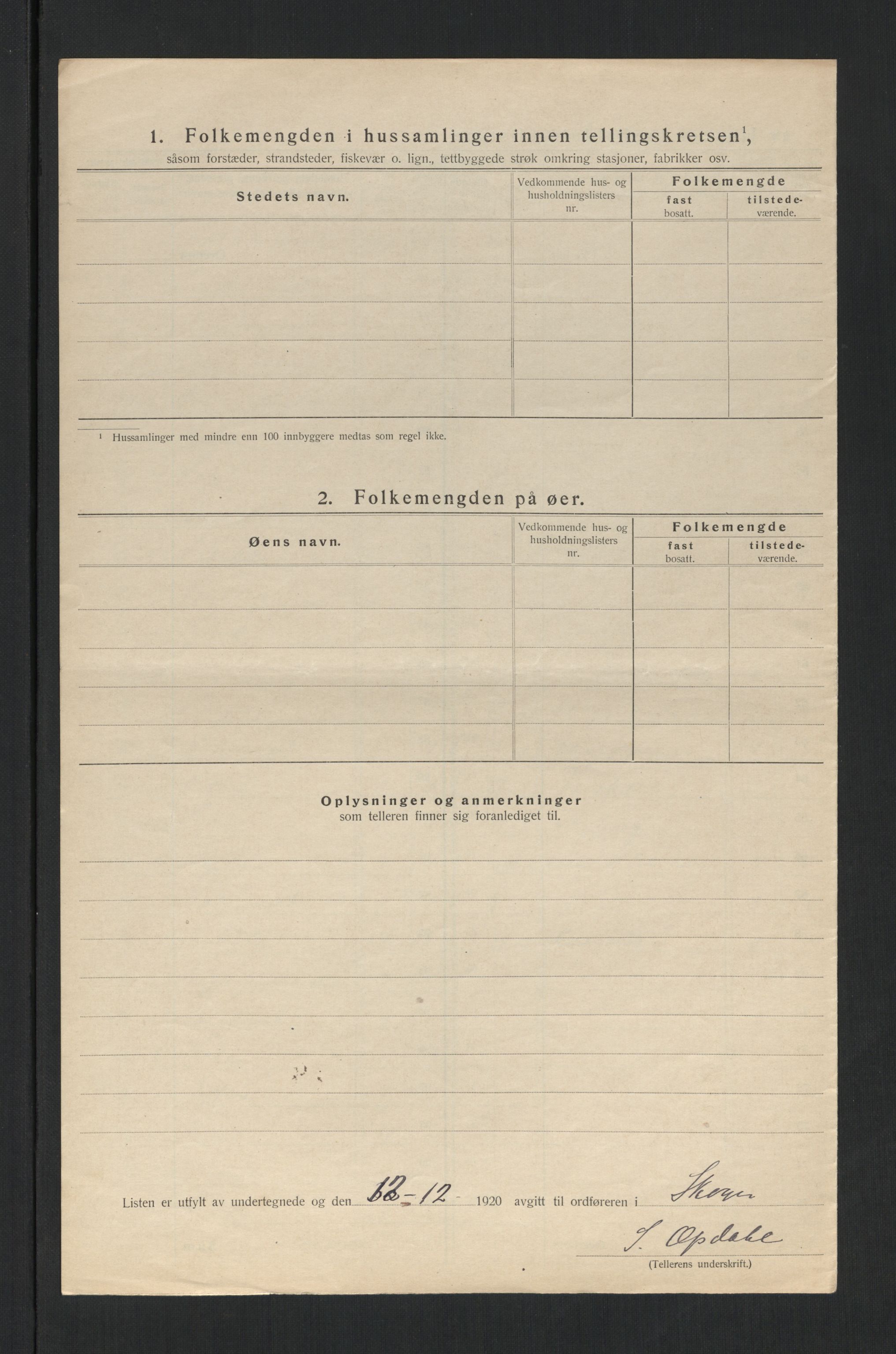SAT, 1920 census for Skogn, 1920, p. 20