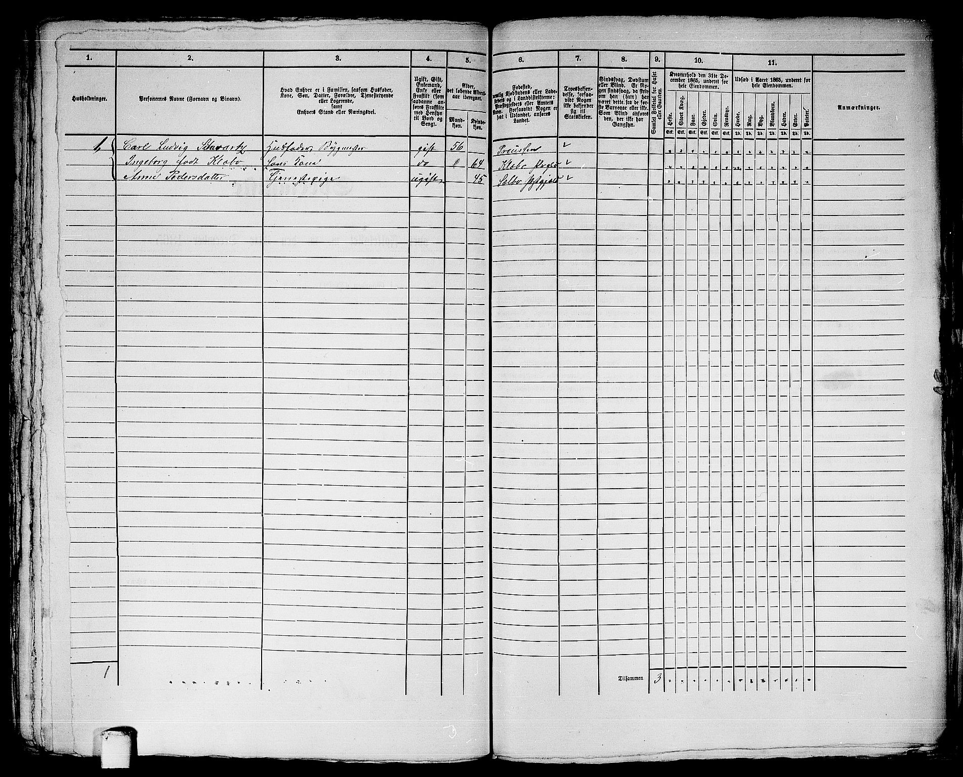 RA, 1865 census for Trondheim, 1865, p. 3121