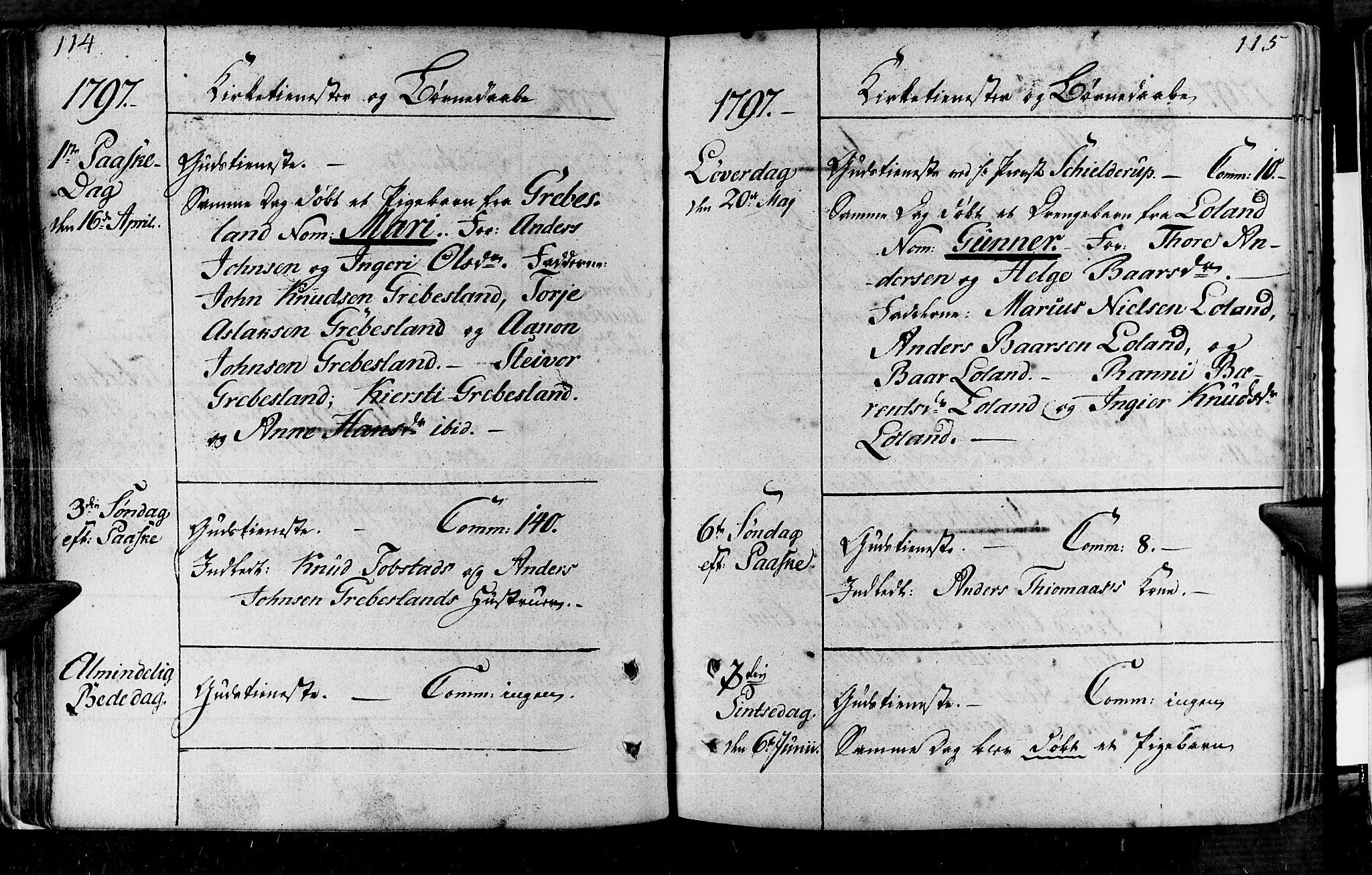 Vennesla sokneprestkontor, AV/SAK-1111-0045/Fa/Fac/L0002: Parish register (official) no. A 2, 1785-1834, p. 114-115