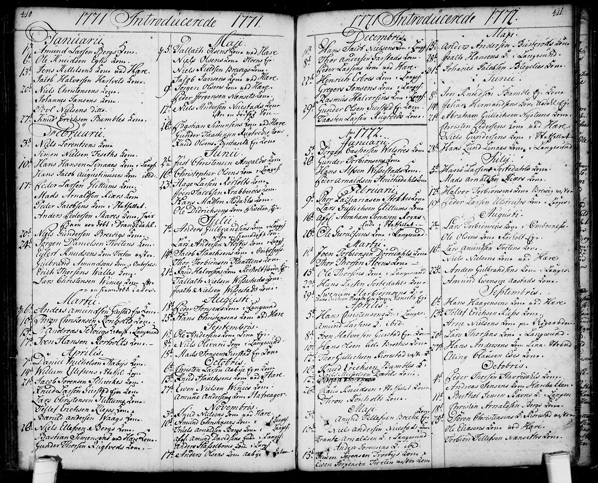 Bamble kirkebøker, SAKO/A-253/F/Fa/L0001: Parish register (official) no. I 1, 1702-1774, p. 410-411