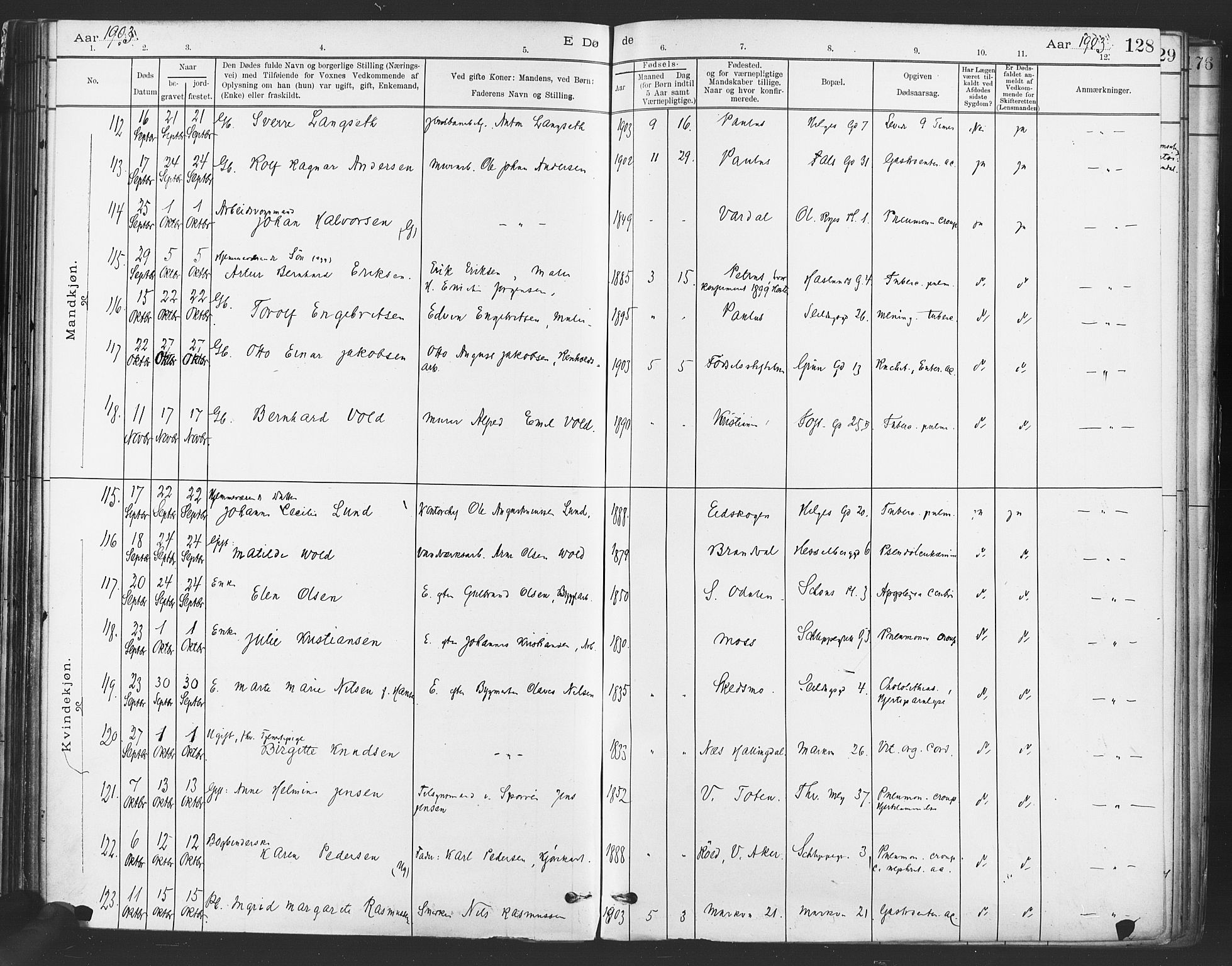 Paulus prestekontor Kirkebøker, AV/SAO-A-10871/F/Fa/L0012: Parish register (official) no. 12, 1897-1908, p. 128