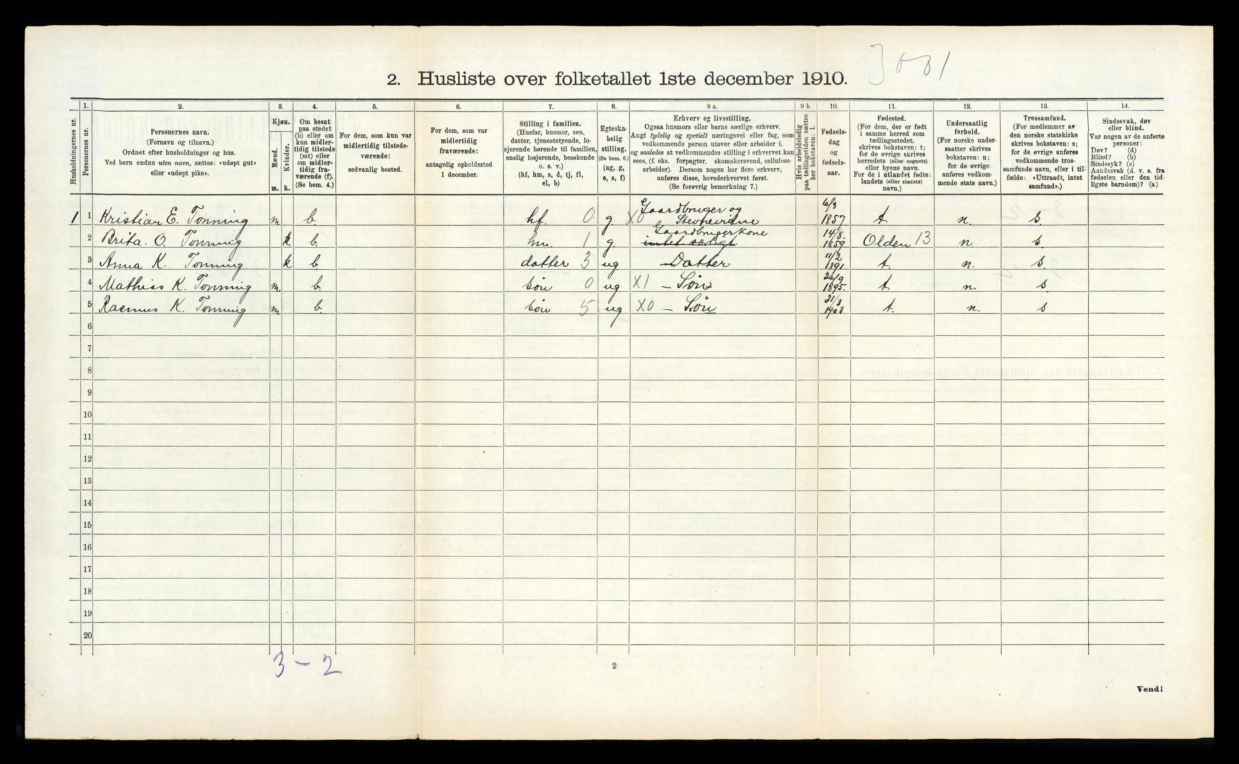 RA, 1910 census for Stryn, 1910, p. 562