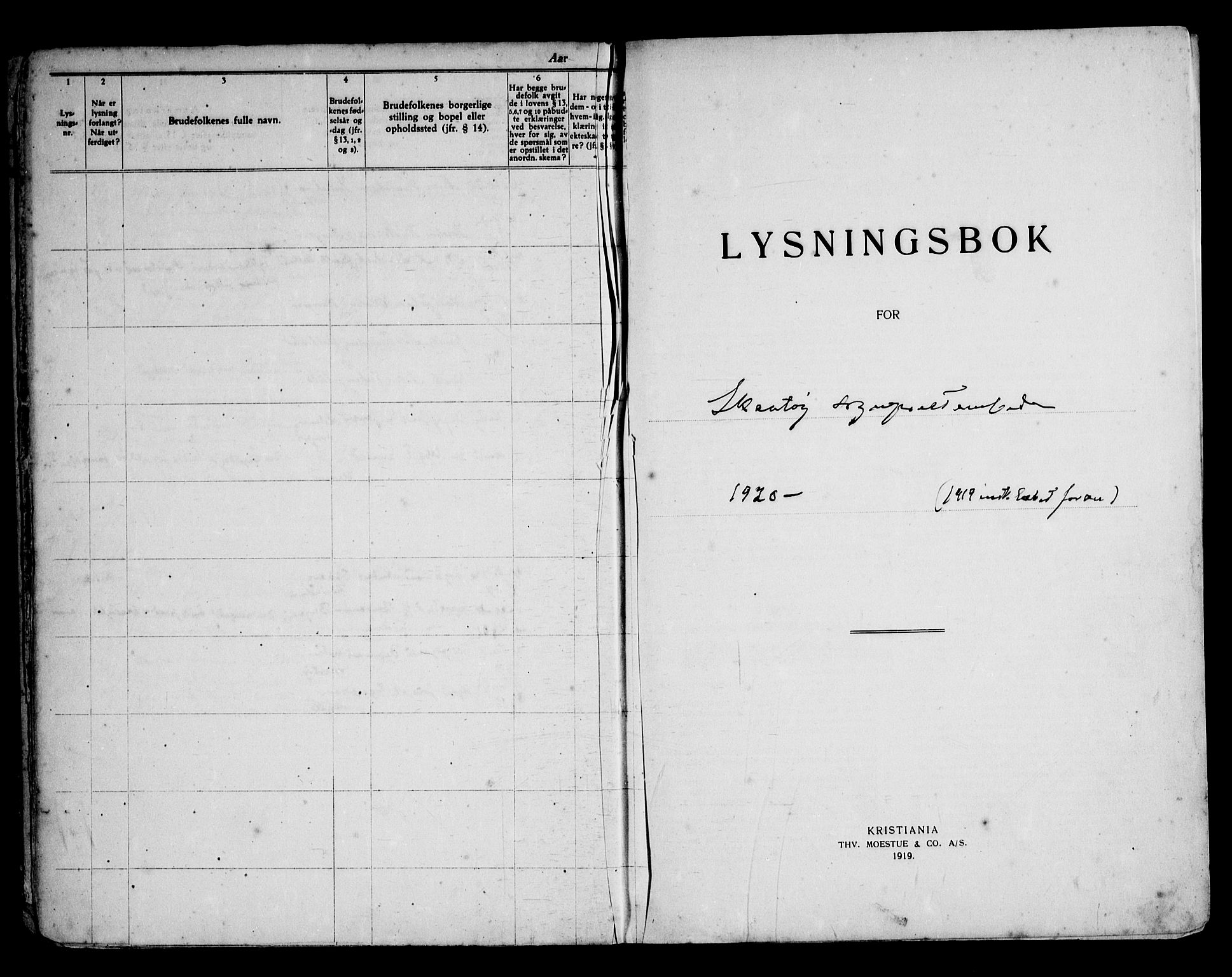 Skåtøy kirkebøker, AV/SAKO-A-304/H/Ha/L0001: Banns register no. 1, 1919-1961