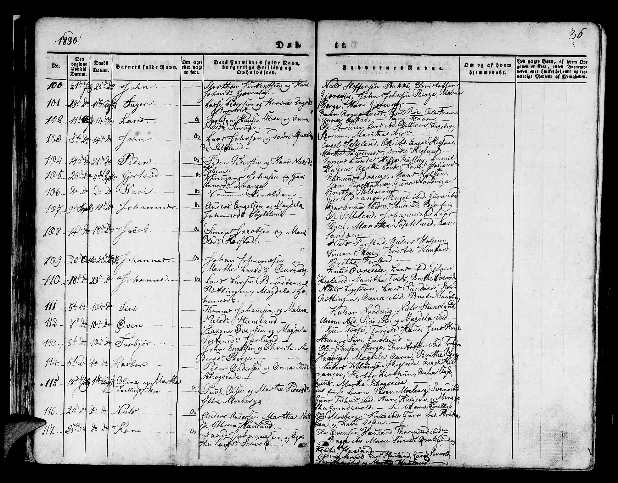 Os sokneprestembete, AV/SAB-A-99929: Parish register (official) no. A 14, 1826-1839, p. 36