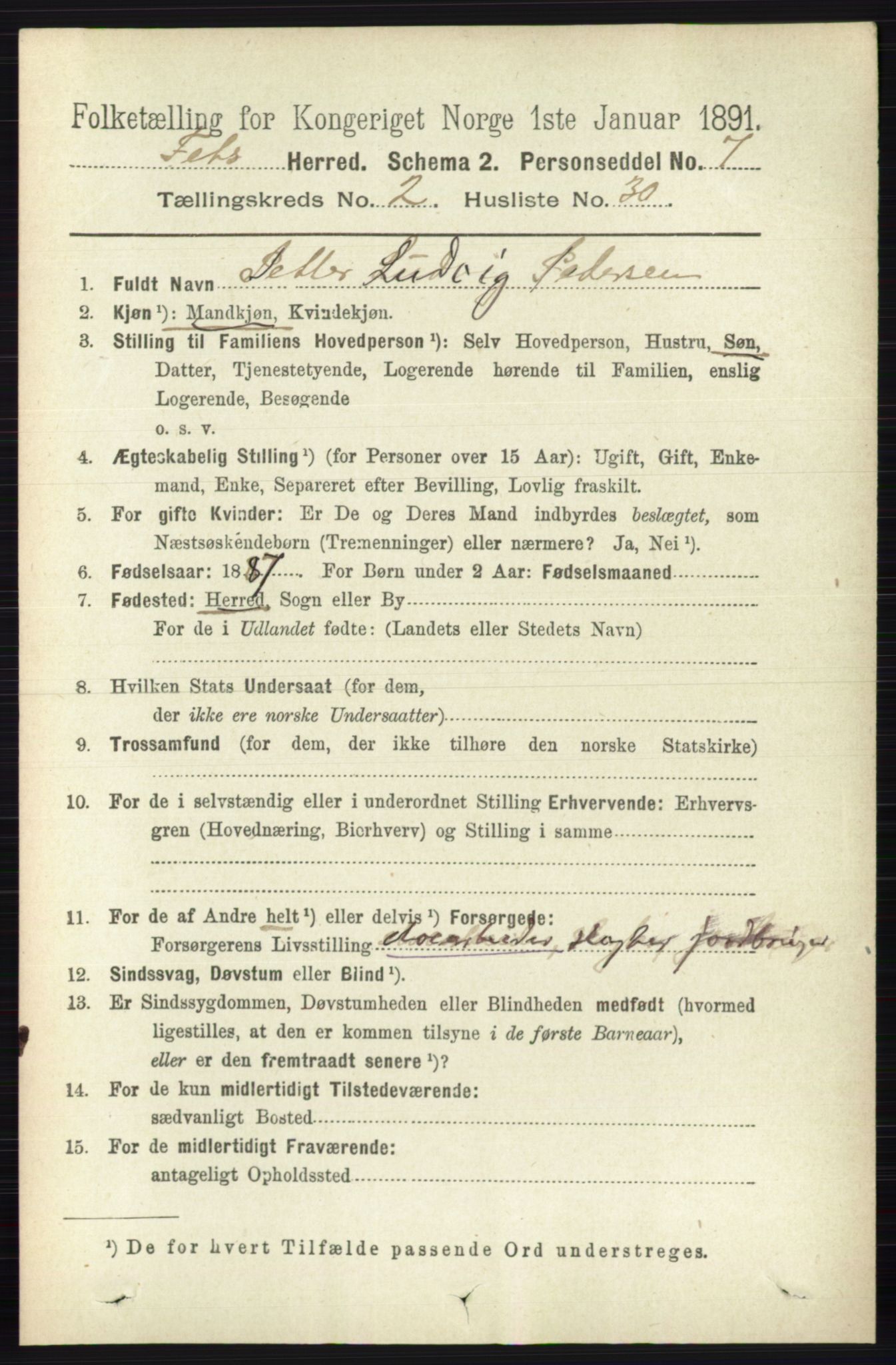 RA, 1891 census for 0227 Fet, 1891, p. 633