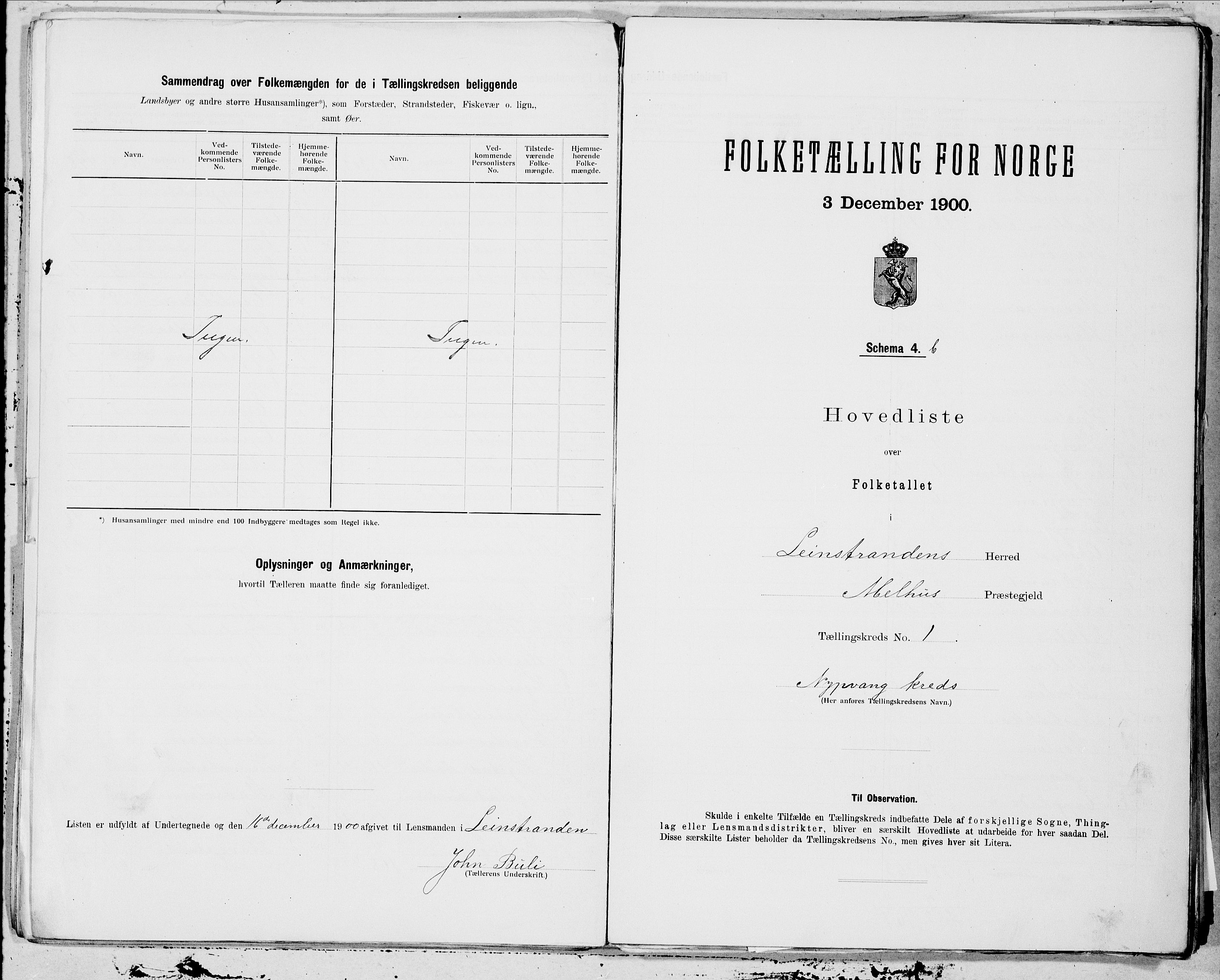 SAT, 1900 census for Leinstrand, 1900, p. 4