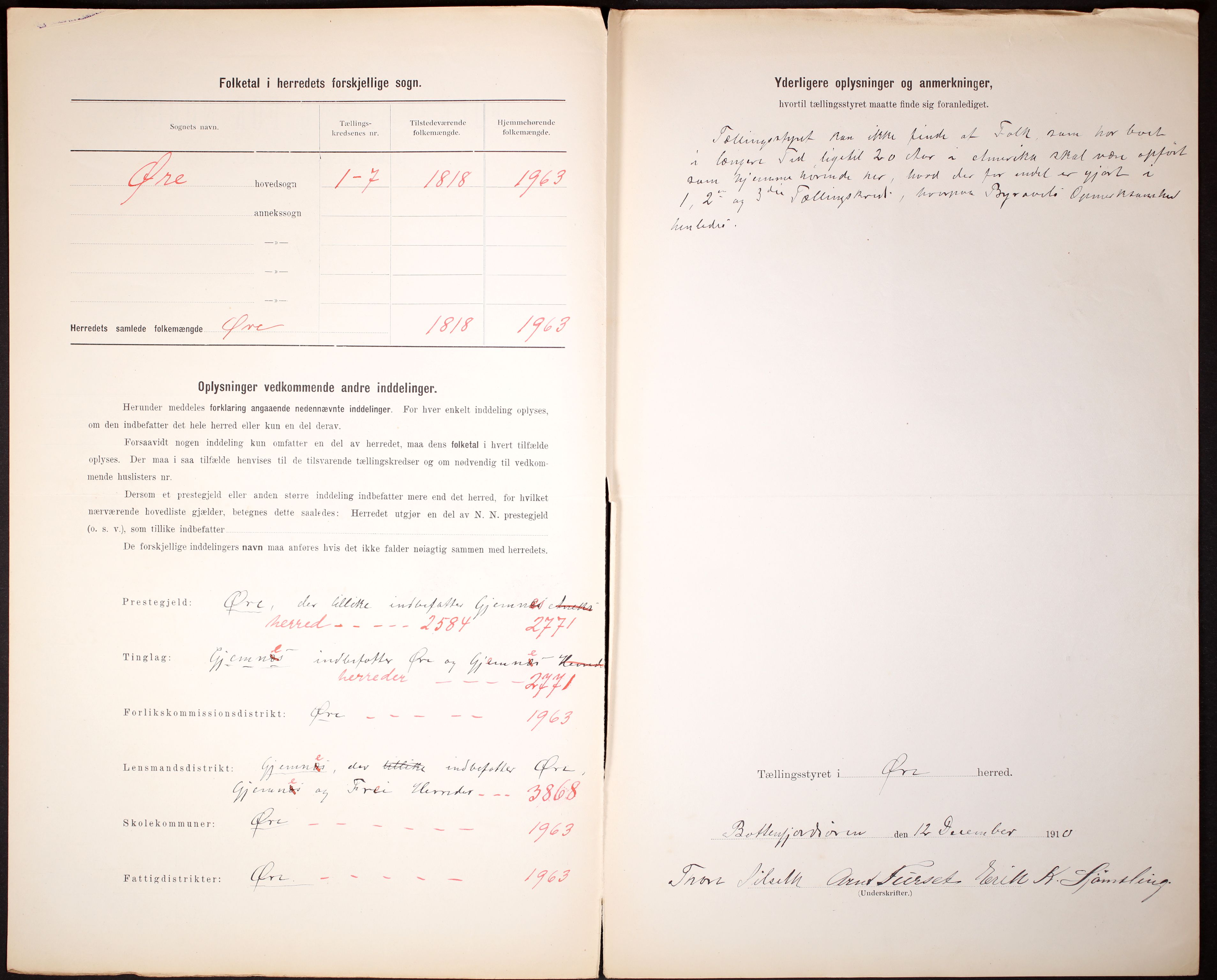 RA, 1910 census for Øre, 1910, p. 3