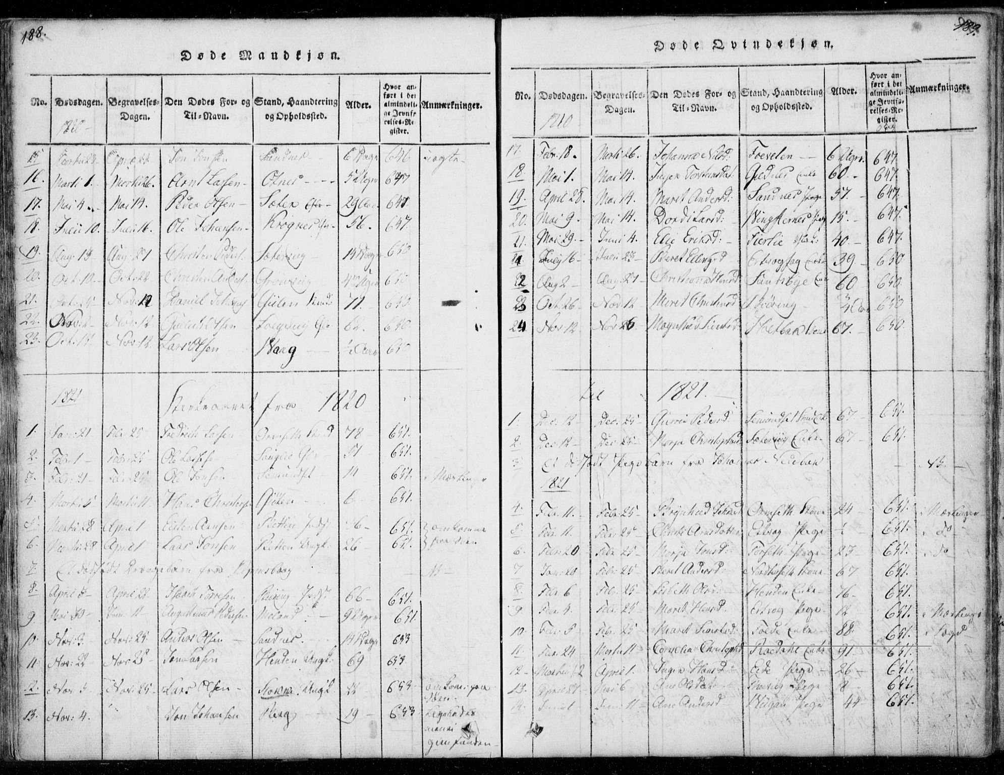 Ministerialprotokoller, klokkerbøker og fødselsregistre - Møre og Romsdal, AV/SAT-A-1454/578/L0903: Parish register (official) no. 578A02, 1819-1838, p. 188-189