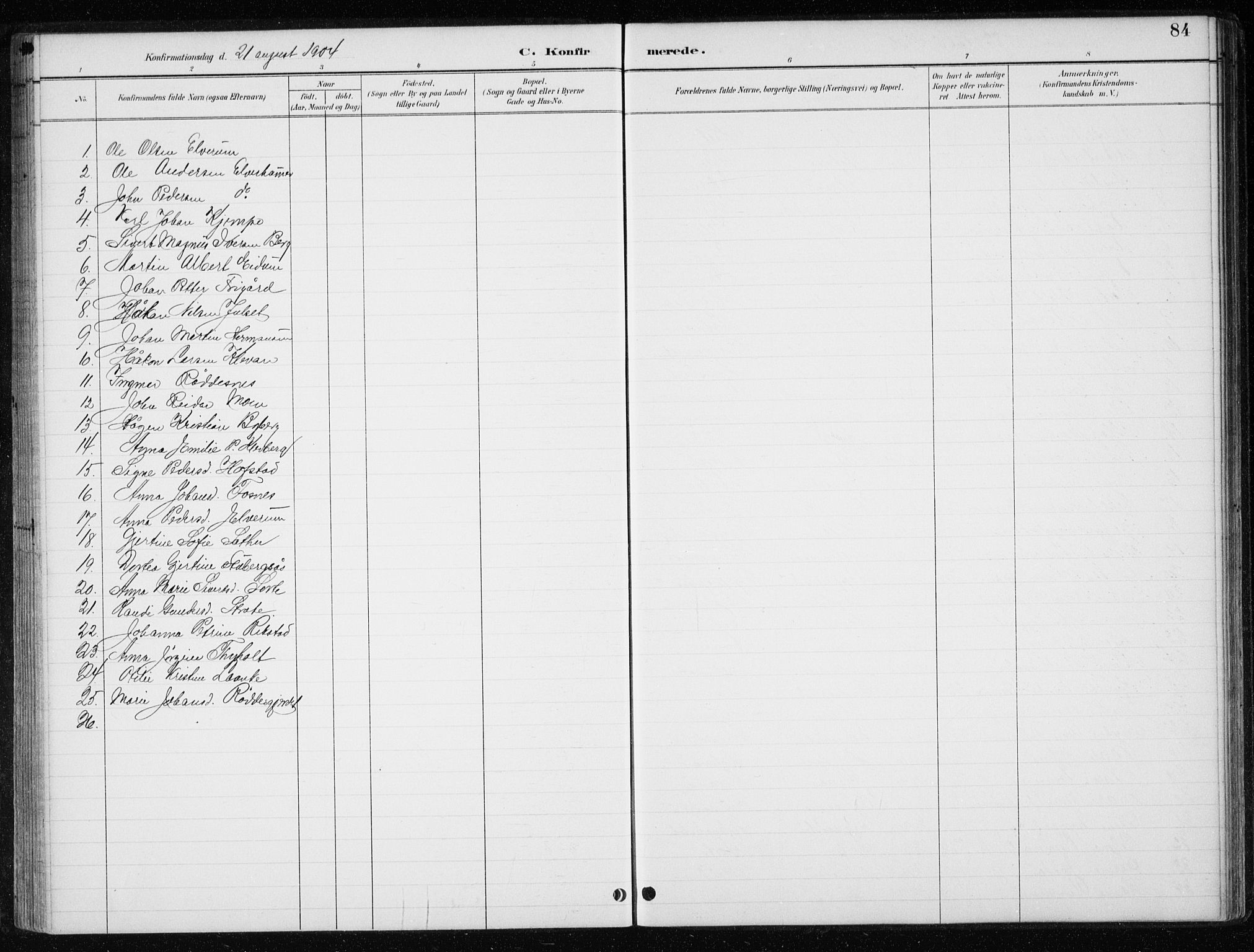 Ministerialprotokoller, klokkerbøker og fødselsregistre - Nord-Trøndelag, SAT/A-1458/710/L0096: Parish register (copy) no. 710C01, 1892-1925, p. 84