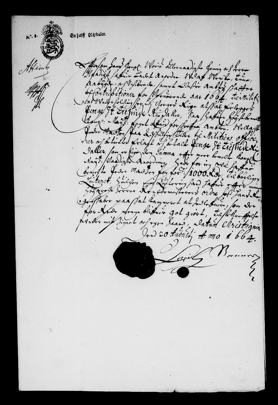 Rentekammeret inntil 1814, Reviderte regnskaper, Stiftamtstueregnskaper, Landkommissariatet på Akershus og Akershus stiftamt, AV/RA-EA-5869/R/Ra/L0026: Landkommissariatet på Akershus, 1664-1665
