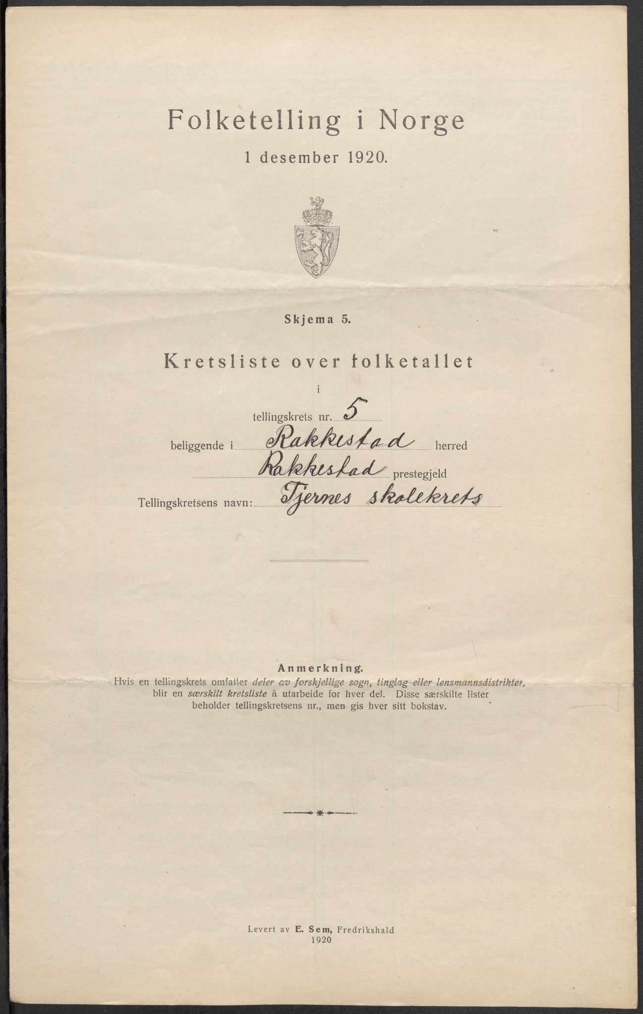 SAO, 1920 census for Rakkestad, 1920, p. 20