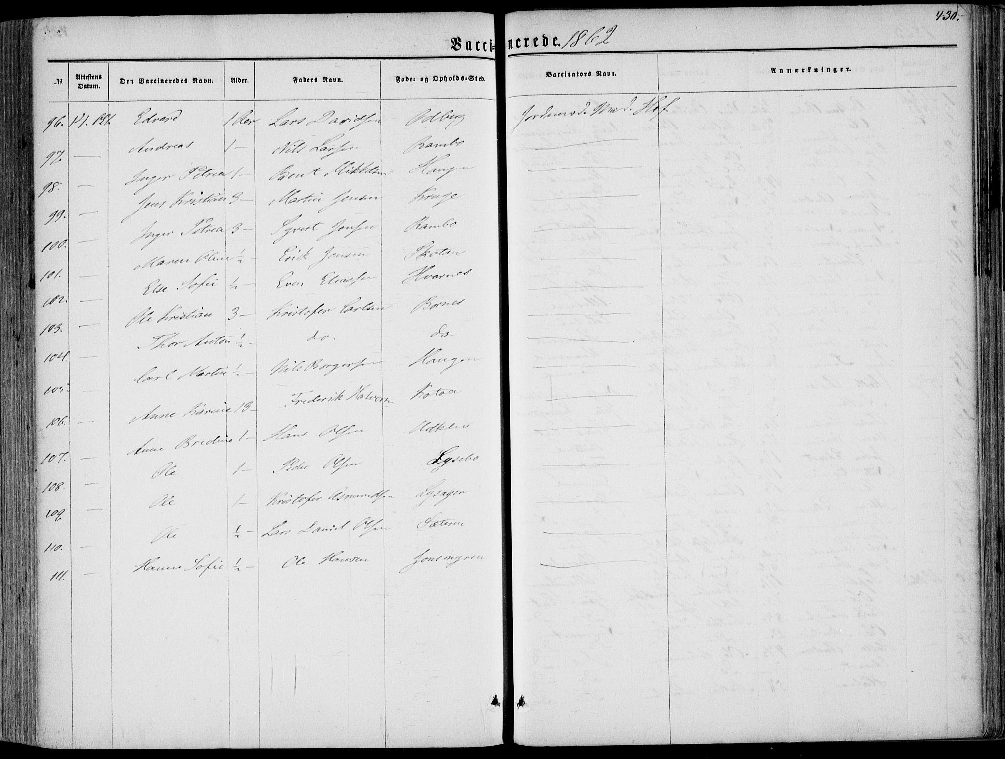 Hedrum kirkebøker, SAKO/A-344/F/Fa/L0007: Parish register (official) no. I 7, 1857-1868, p. 430