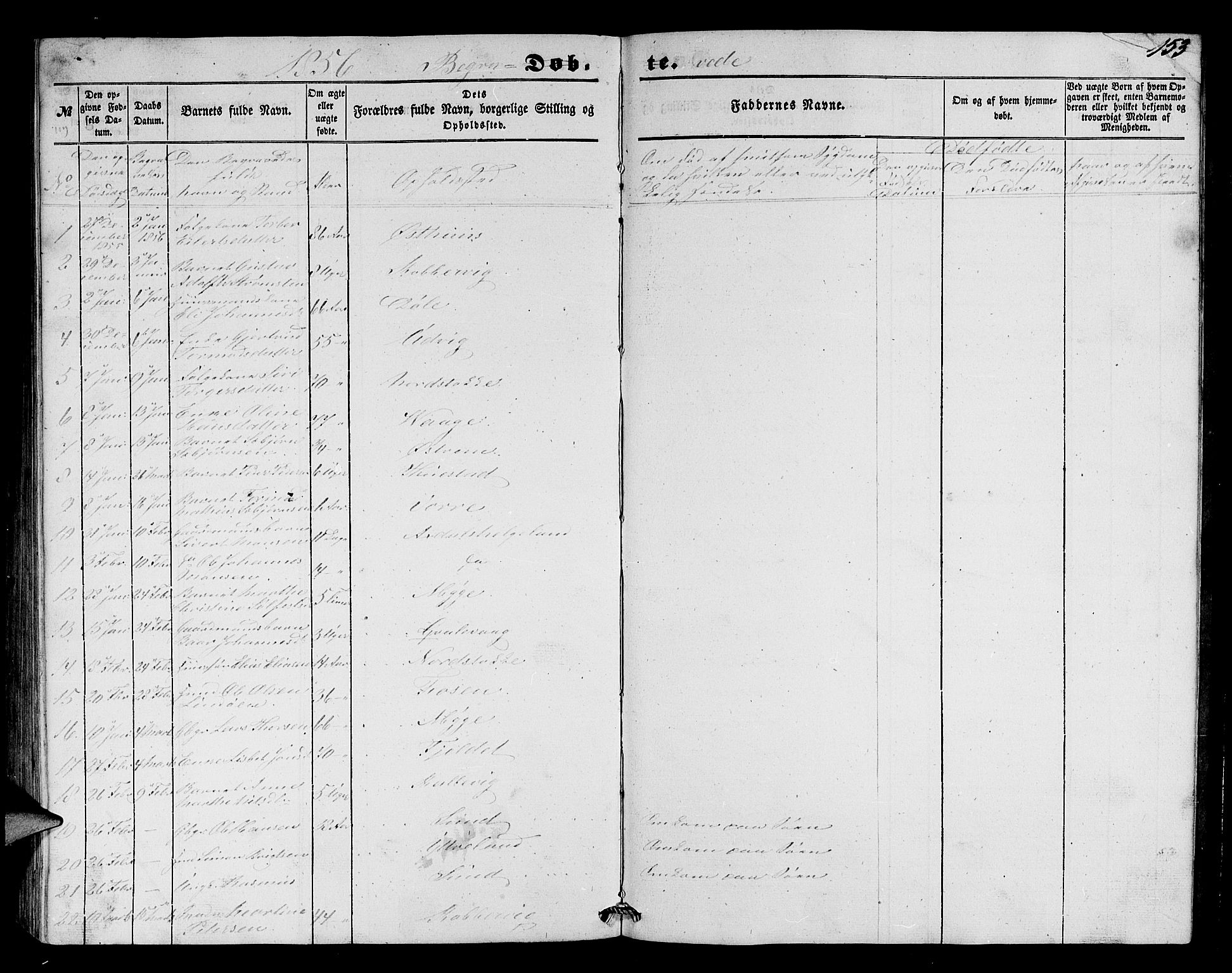 Avaldsnes sokneprestkontor, SAST/A -101851/H/Ha/Hab/L0002: Parish register (copy) no. B 2, 1848-1856, p. 153