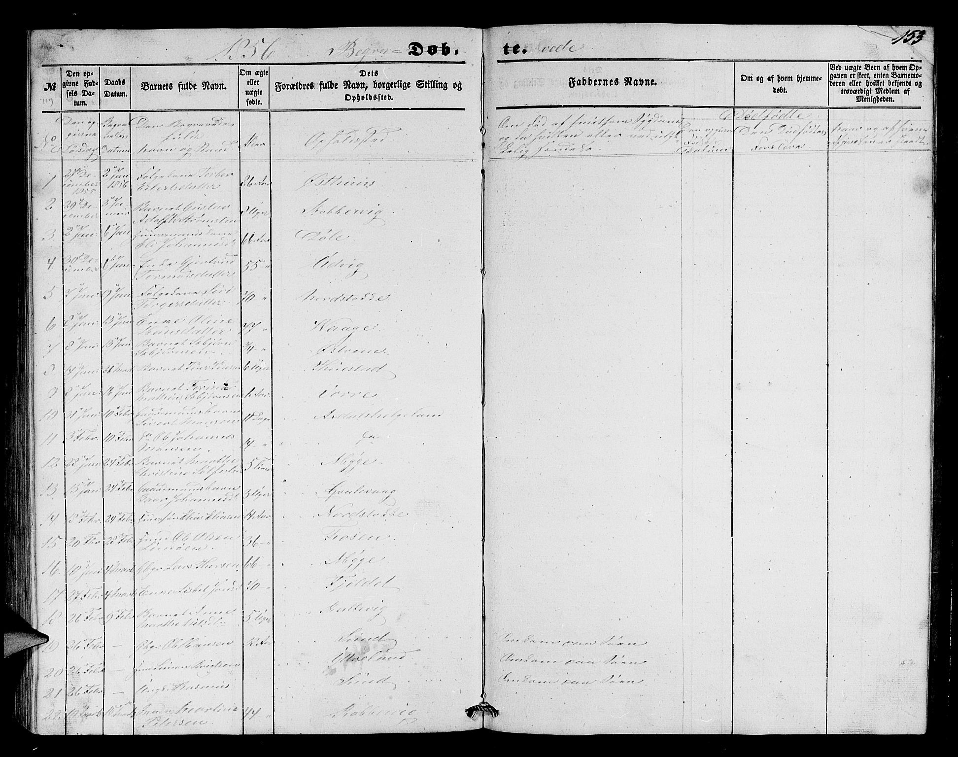 Avaldsnes sokneprestkontor, AV/SAST-A -101851/H/Ha/Hab/L0002: Parish register (copy) no. B 2, 1848-1856, p. 153