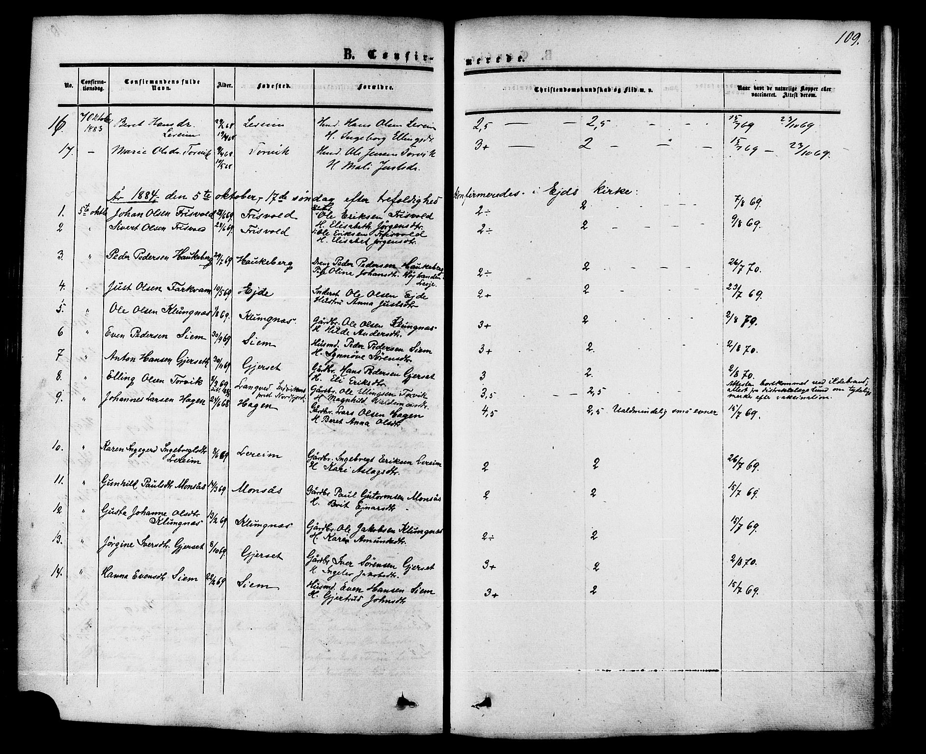 Ministerialprotokoller, klokkerbøker og fødselsregistre - Møre og Romsdal, AV/SAT-A-1454/542/L0552: Parish register (official) no. 542A02, 1854-1884, p. 109