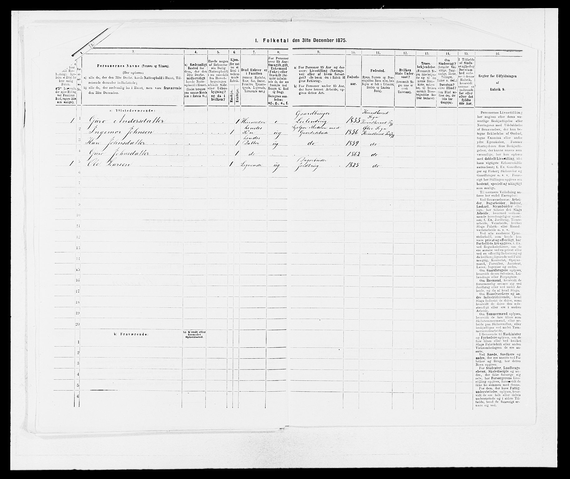 SAB, 1875 census for 1224P Kvinnherad, 1875, p. 240