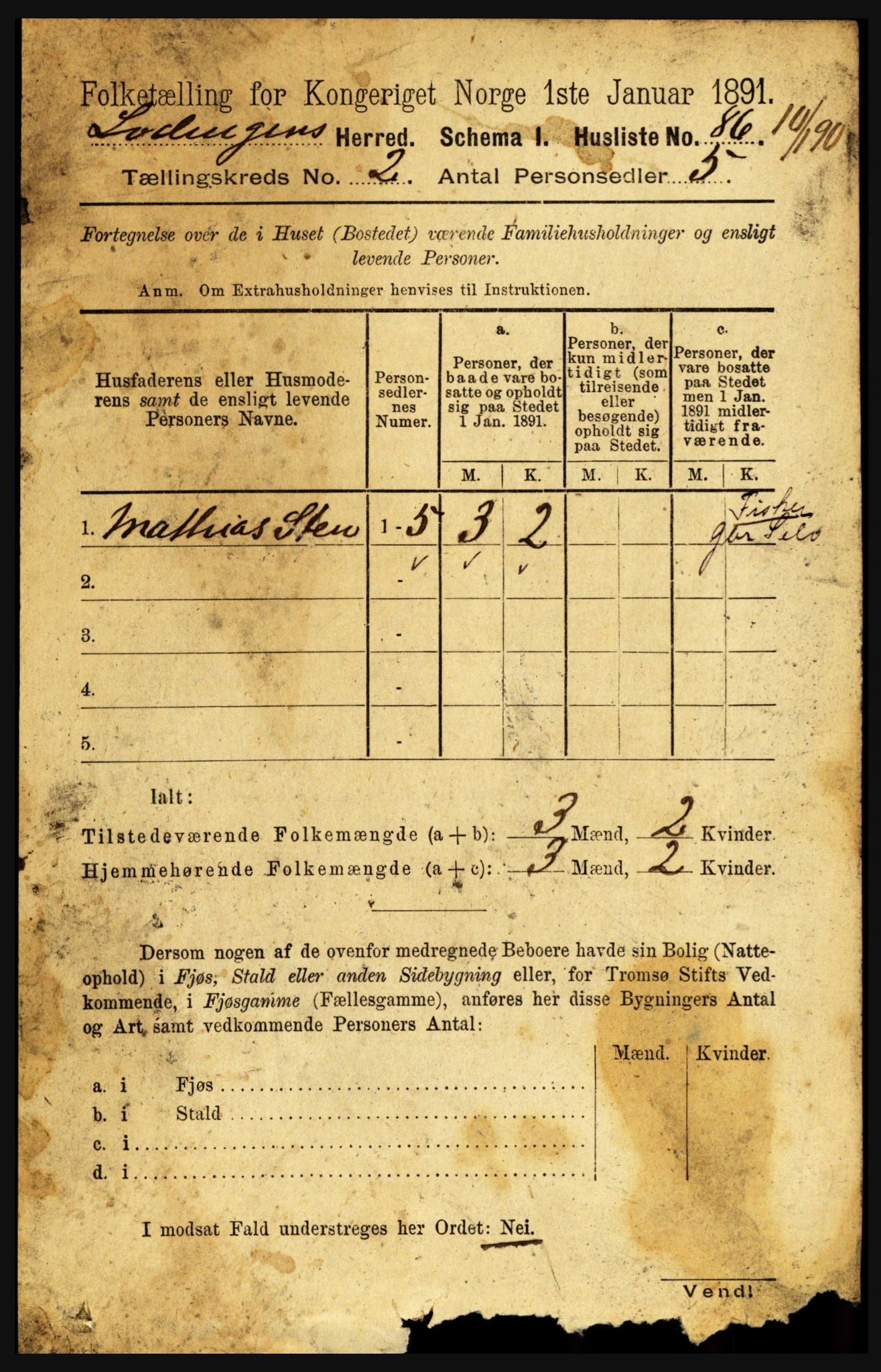 RA, 1891 census for 1851 Lødingen, 1891, p. 732