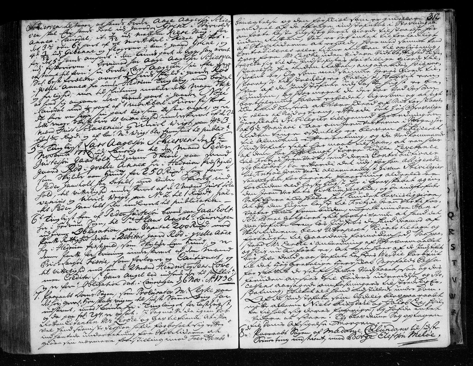 Larvik sorenskriveri, AV/SAKO-A-83/F/Fa/L0020: Tingbok, 1733-1736, p. 312