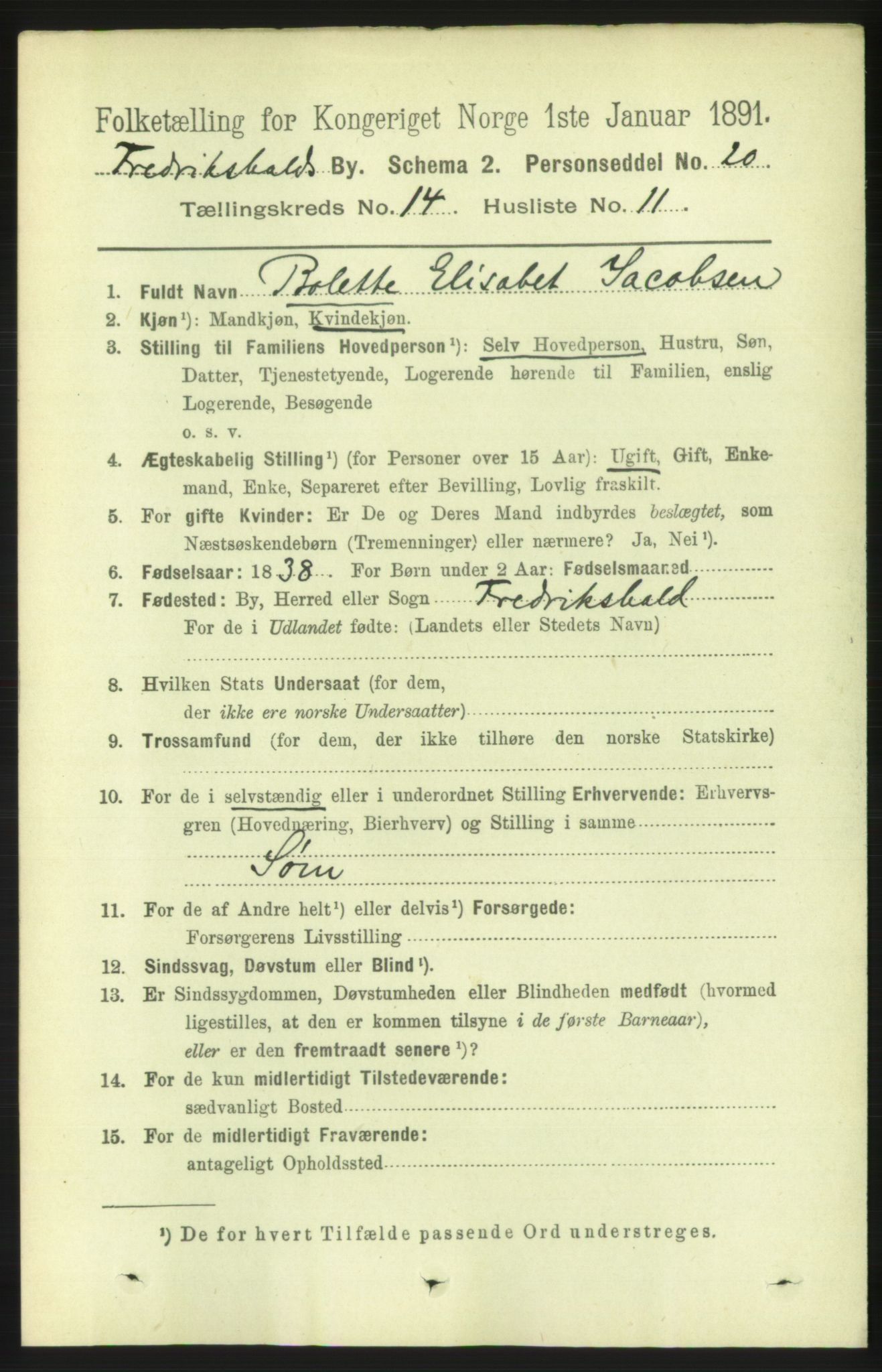 RA, 1891 census for 0101 Fredrikshald, 1891, p. 9189