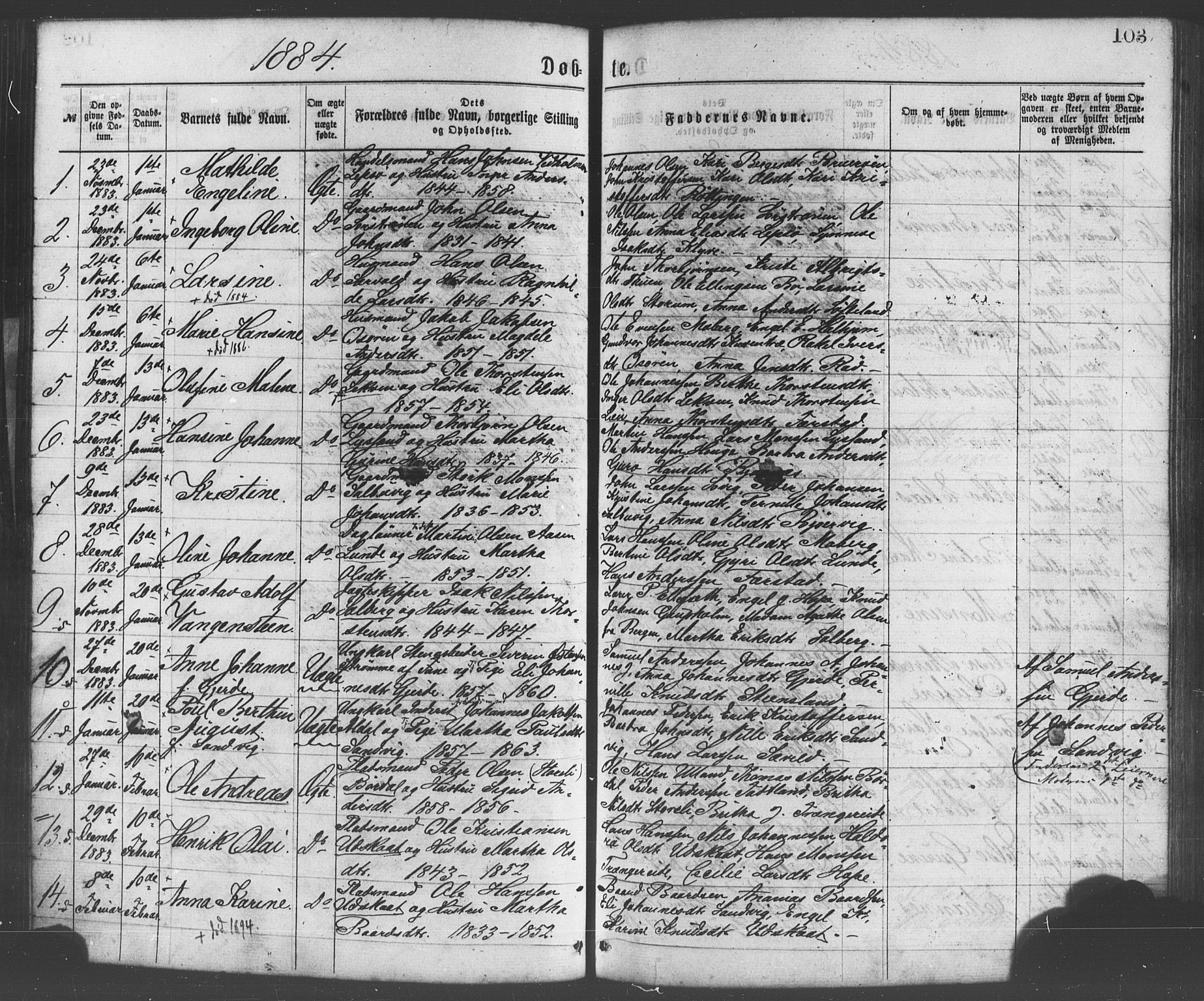 Os sokneprestembete, SAB/A-99929: Parish register (official) no. A 18, 1874-1884, p. 103