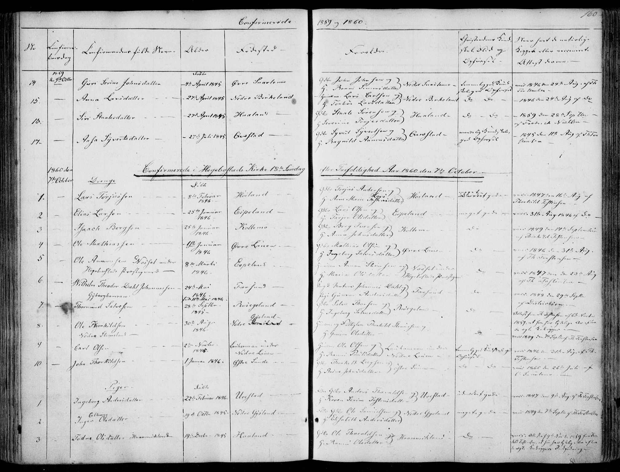 Hægebostad sokneprestkontor, AV/SAK-1111-0024/F/Fa/Faa/L0004: Parish register (official) no. A 4, 1834-1864, p. 160