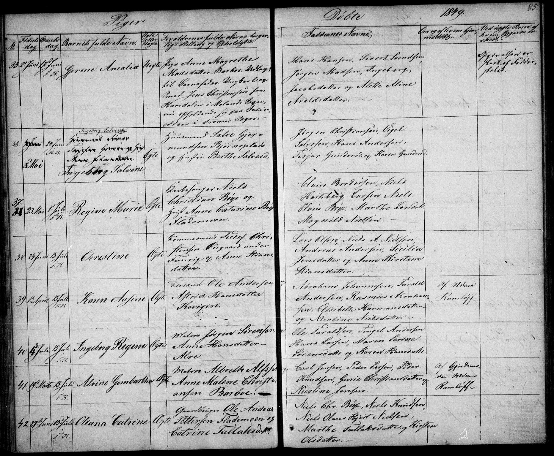 Tromøy sokneprestkontor, AV/SAK-1111-0041/F/Fb/L0001: Parish register (copy) no. B 1, 1843-1850, p. 85