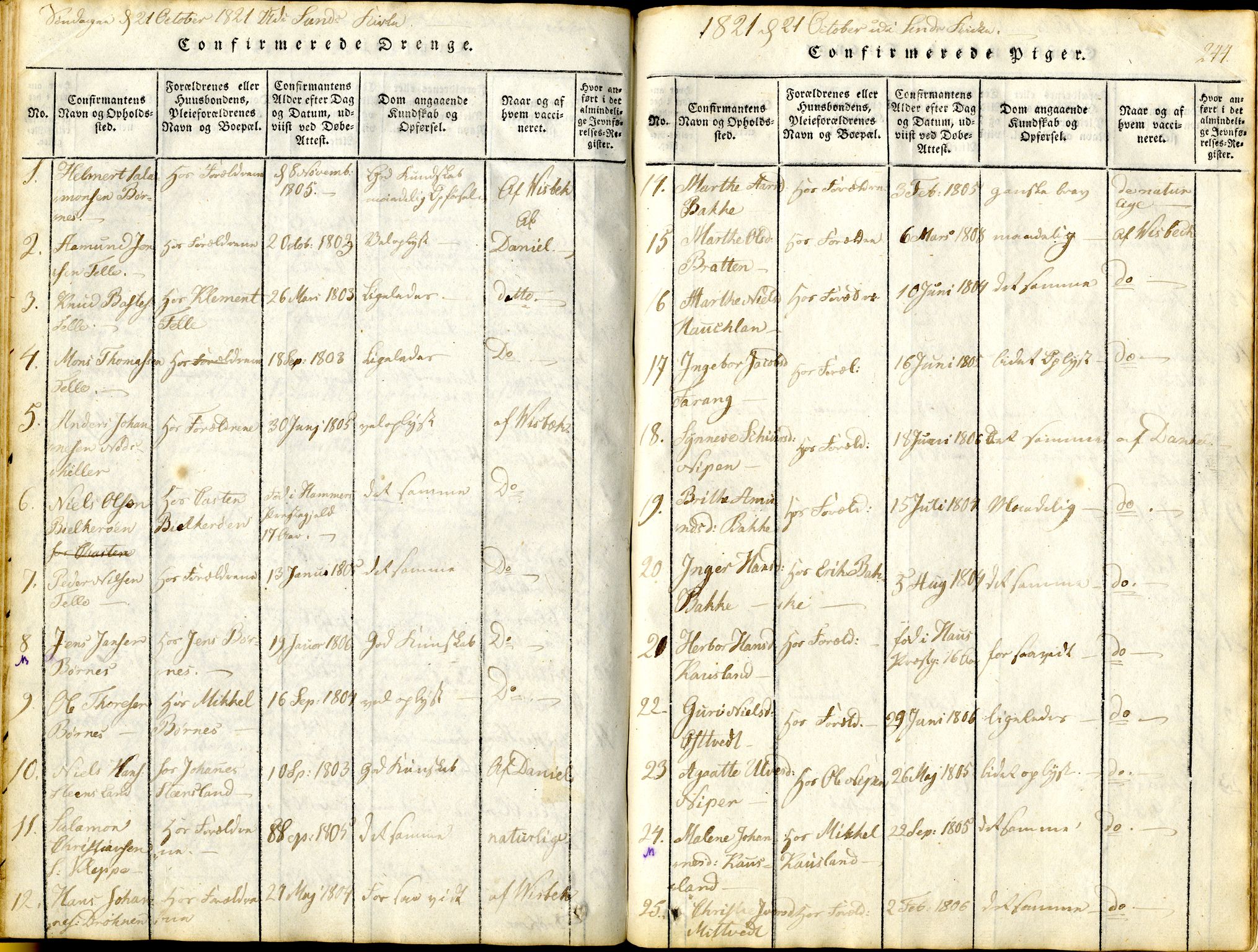 Sund sokneprestembete, AV/SAB-A-99930: Parish register (official) no. A 11, 1814-1825, p. 244