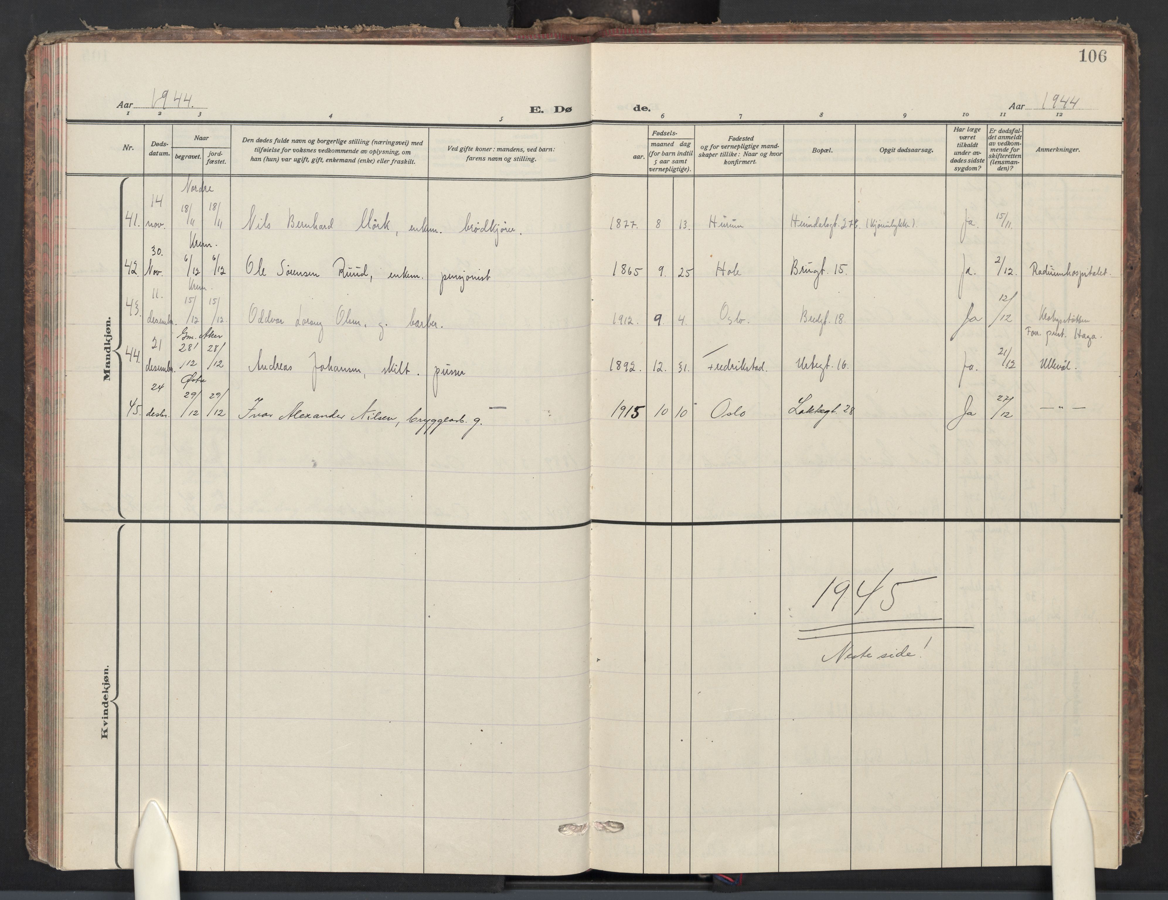 Vaterland prestekontor Kirkebøker, AV/SAO-A-10880/F/Fa/L0005: Parish register (official) no. 5, 1936-1959, p. 106