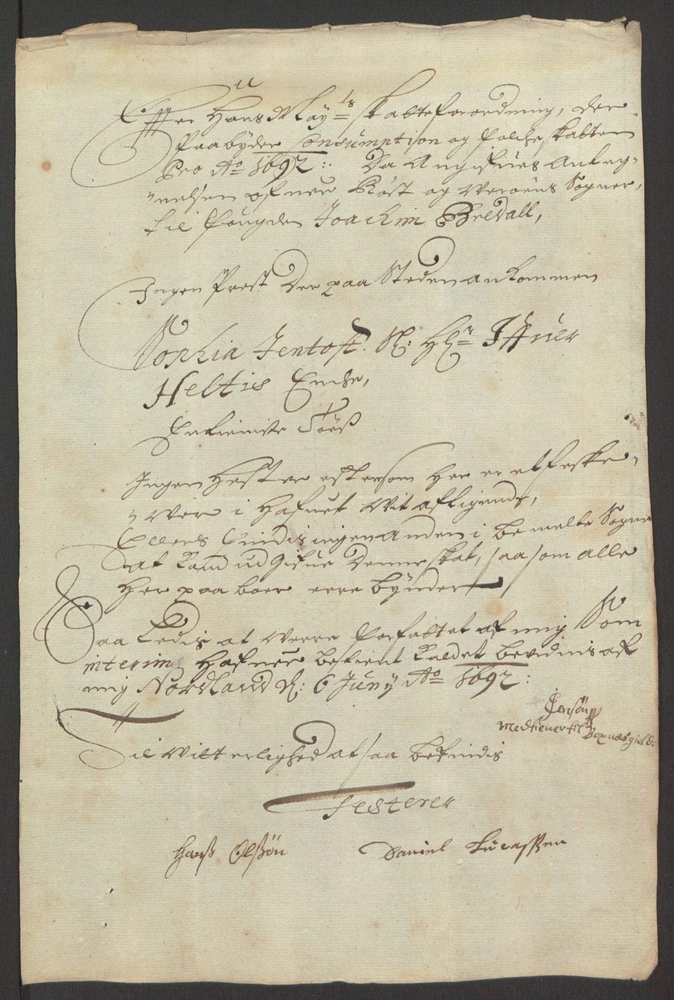 Rentekammeret inntil 1814, Reviderte regnskaper, Fogderegnskap, AV/RA-EA-4092/R67/L4675: Fogderegnskap Vesterålen, Andenes og Lofoten, 1691-1693, p. 182