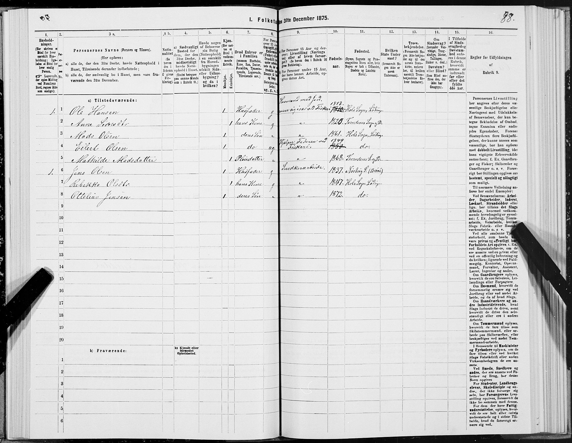 SAT, 1875 census for 1851P Lødingen, 1875, p. 3088