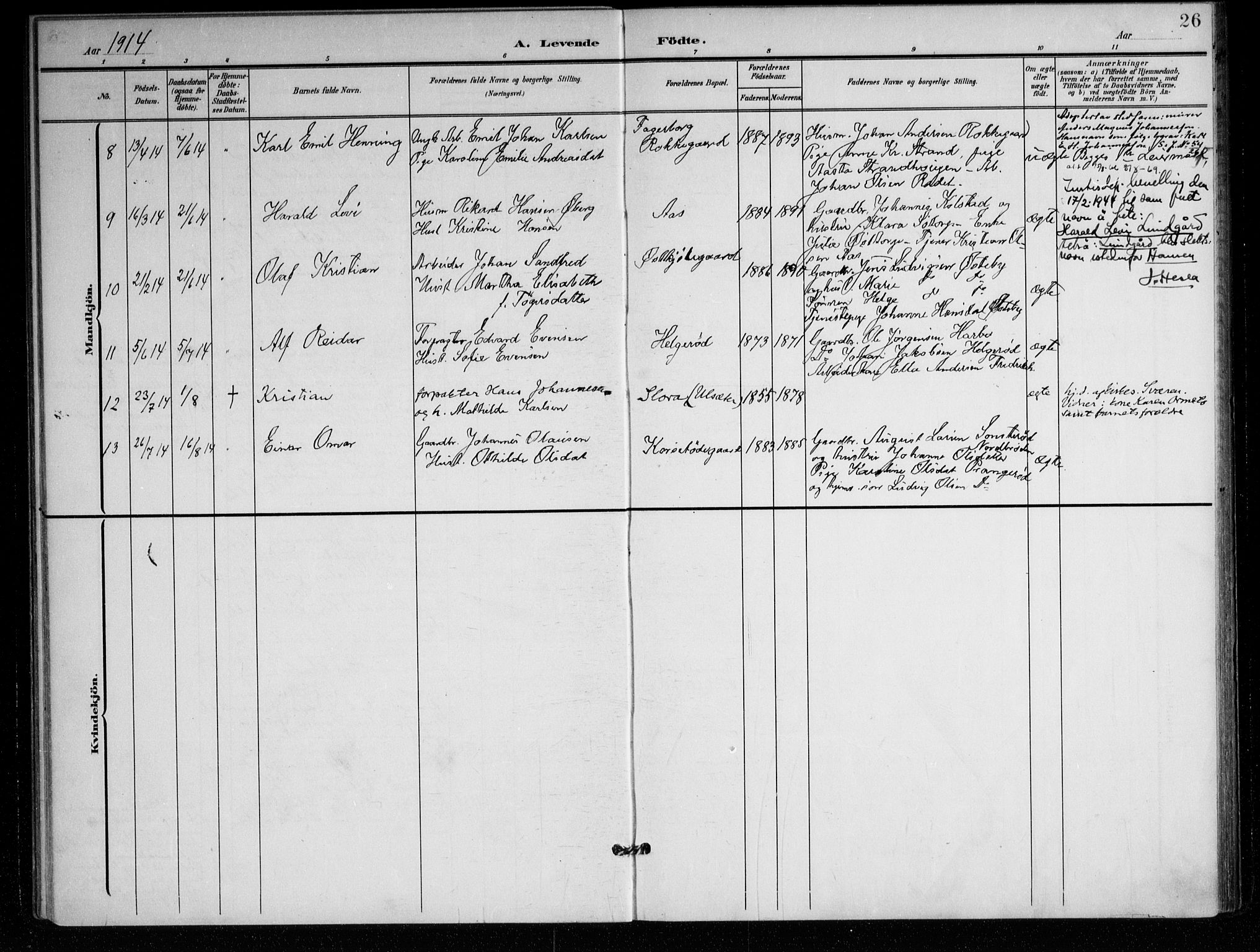 Berg prestekontor Kirkebøker, AV/SAO-A-10902/F/Fc/L0003: Parish register (official) no. III 3, 1902-1916, p. 26