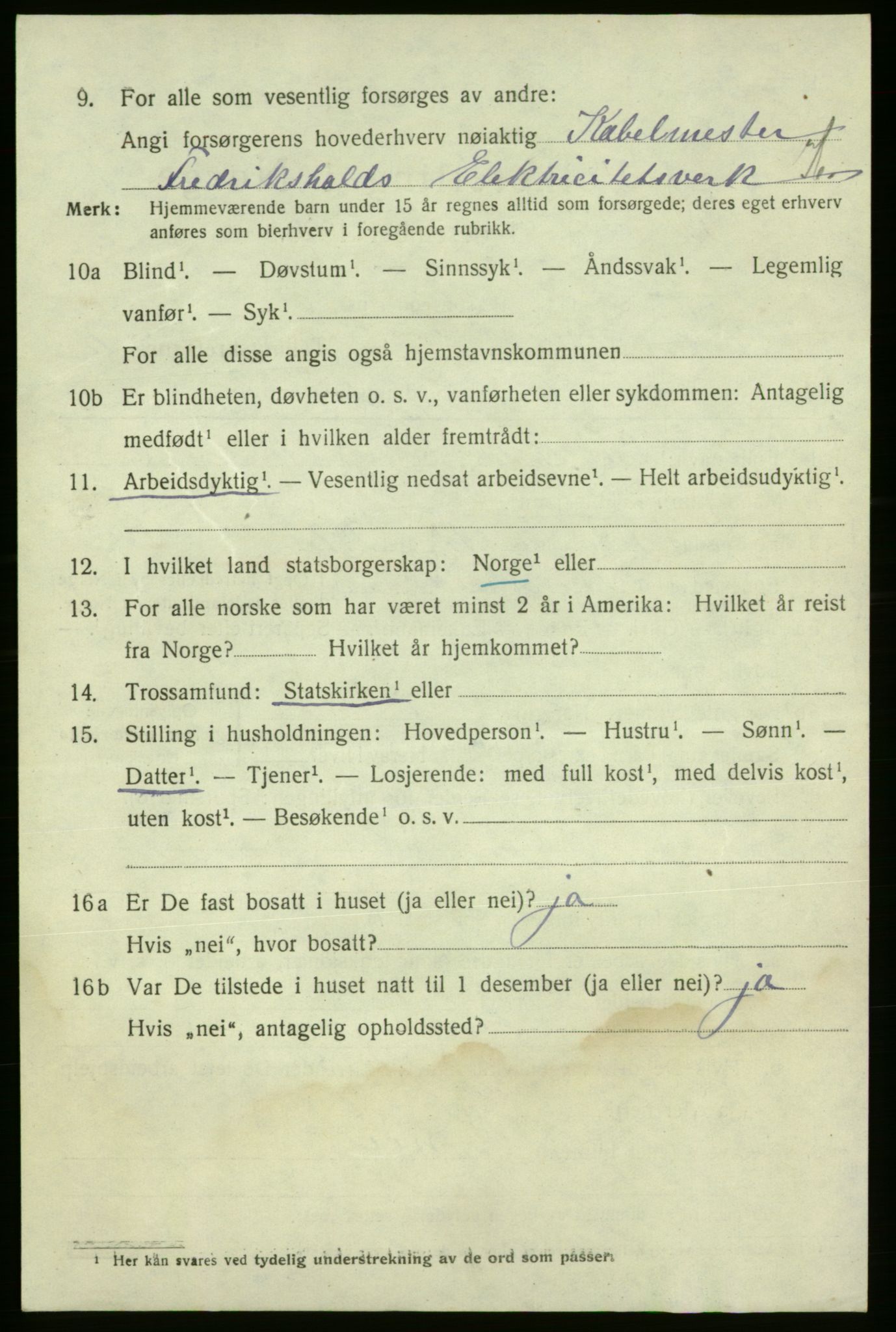 SAO, 1920 census for Fredrikshald, 1920, p. 12909