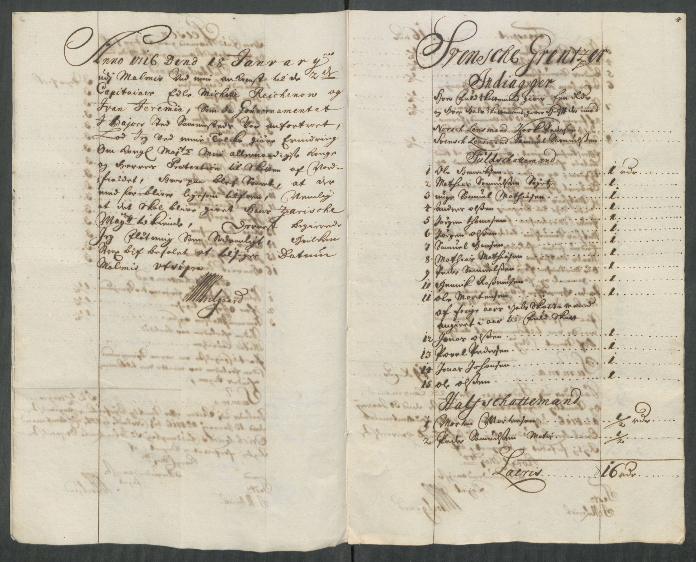 Rentekammeret inntil 1814, Reviderte regnskaper, Fogderegnskap, AV/RA-EA-4092/R69/L4857: Fogderegnskap Finnmark/Vardøhus, 1716-1718, p. 22