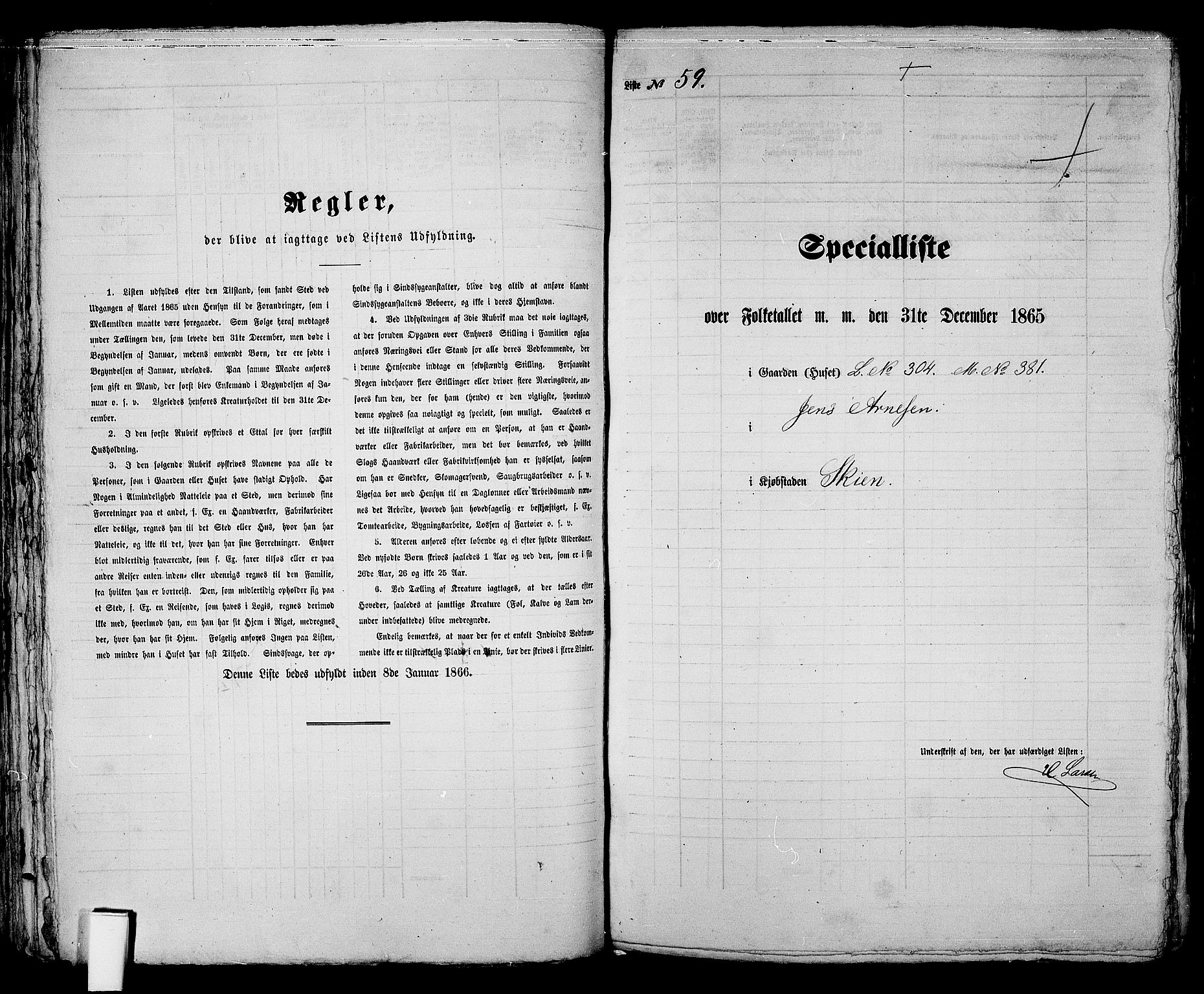 RA, 1865 census for Skien, 1865, p. 129