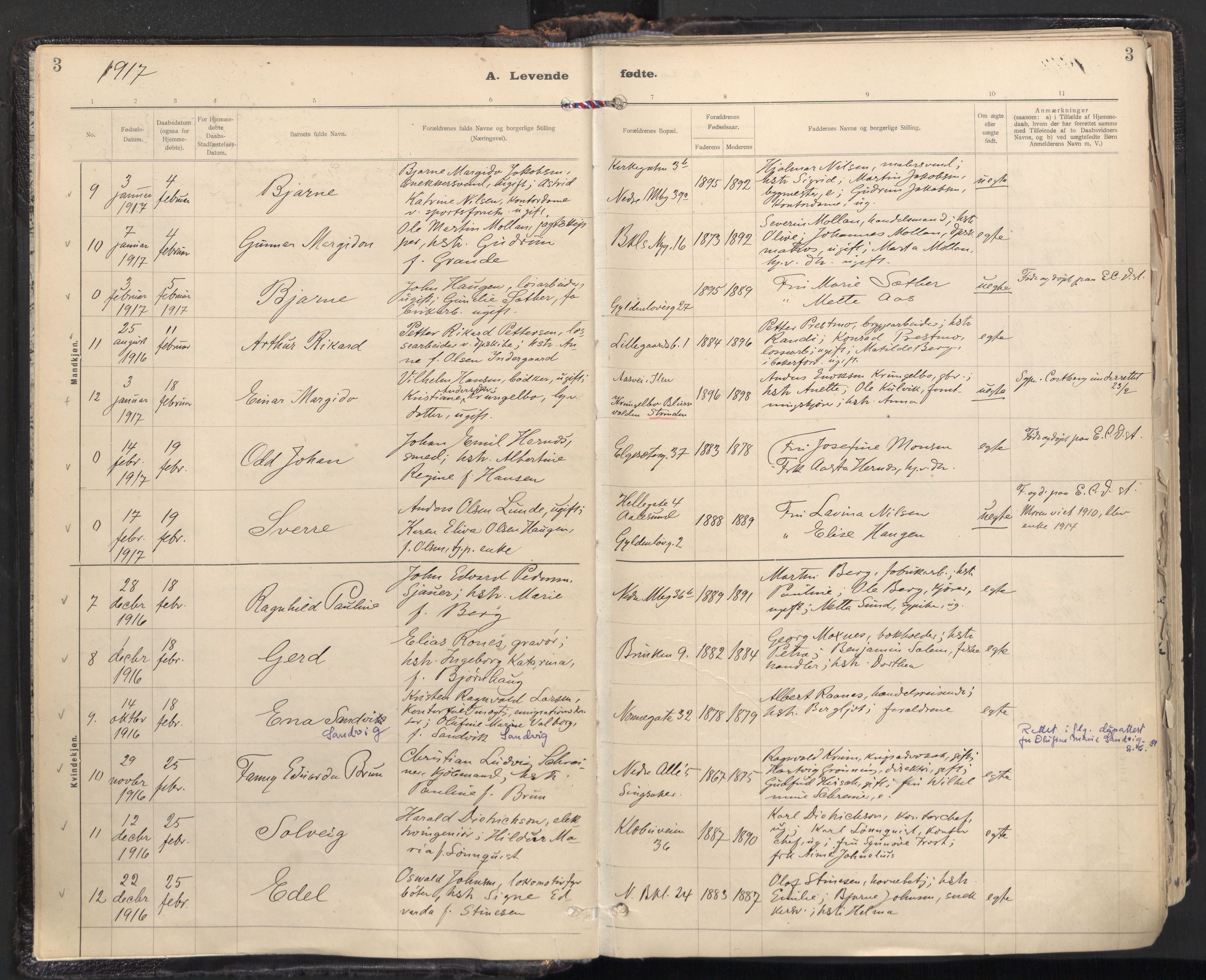 Ministerialprotokoller, klokkerbøker og fødselsregistre - Sør-Trøndelag, AV/SAT-A-1456/604/L0205: Parish register (official) no. 604A25, 1917-1932, p. 3