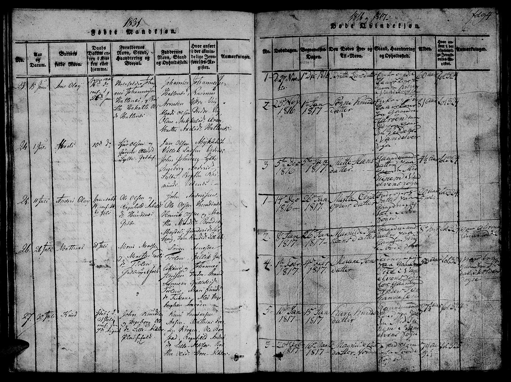 Ministerialprotokoller, klokkerbøker og fødselsregistre - Møre og Romsdal, SAT/A-1454/501/L0004: Parish register (official) no. 501A04, 1816-1831, p. 94