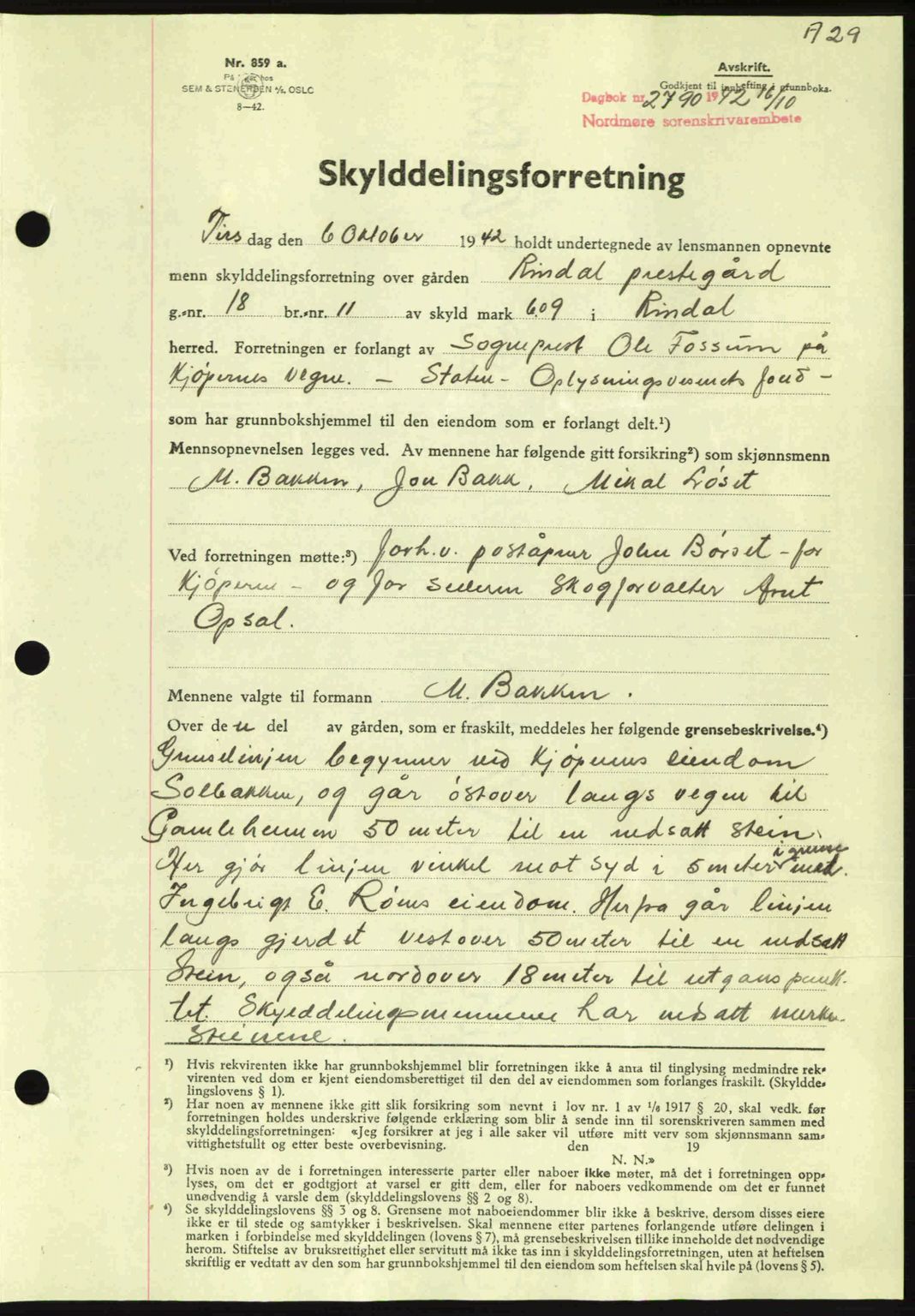 Nordmøre sorenskriveri, AV/SAT-A-4132/1/2/2Ca: Mortgage book no. A94, 1942-1943, Diary no: : 2790/1942