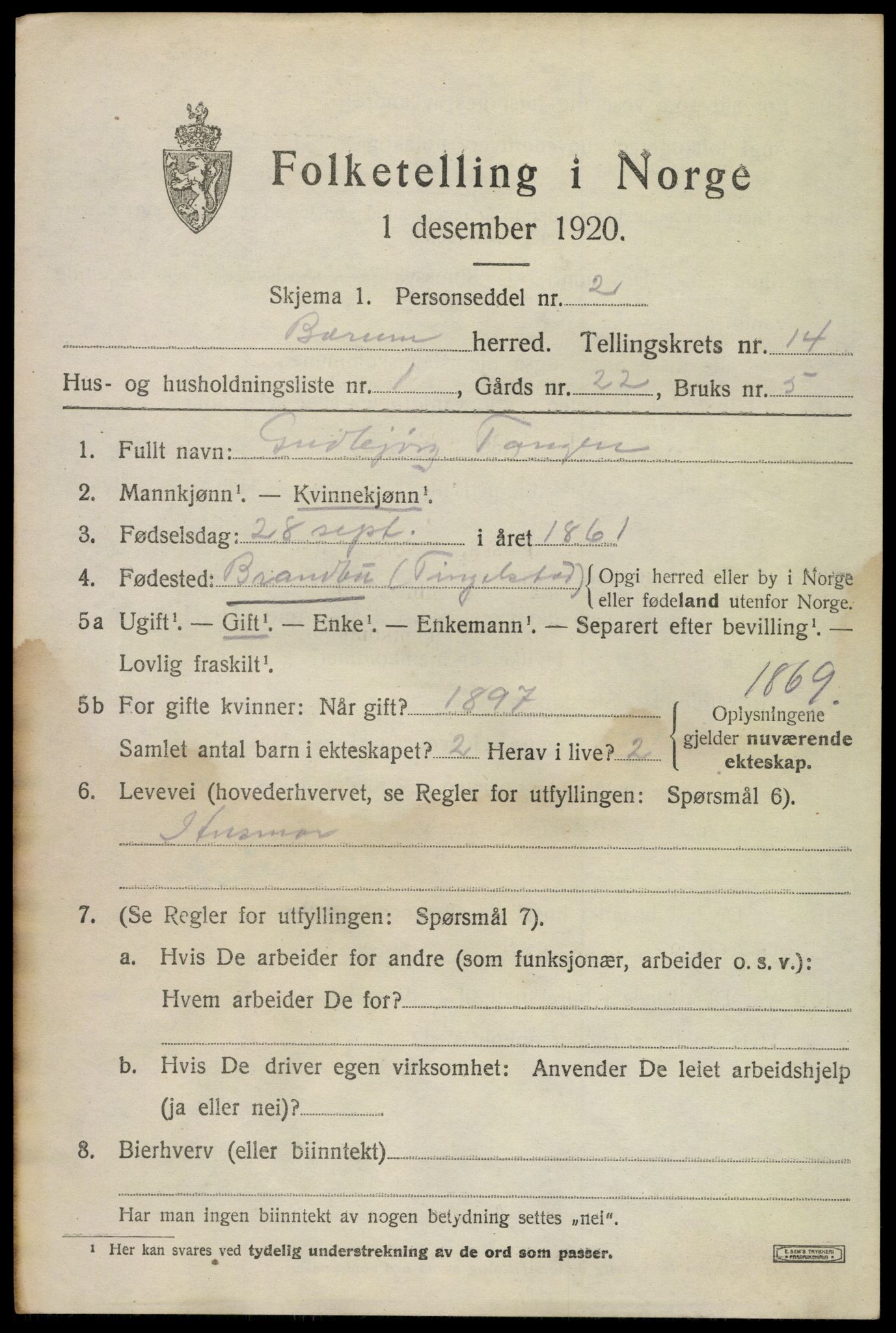 SAO, 1920 census for Bærum, 1920, p. 41132