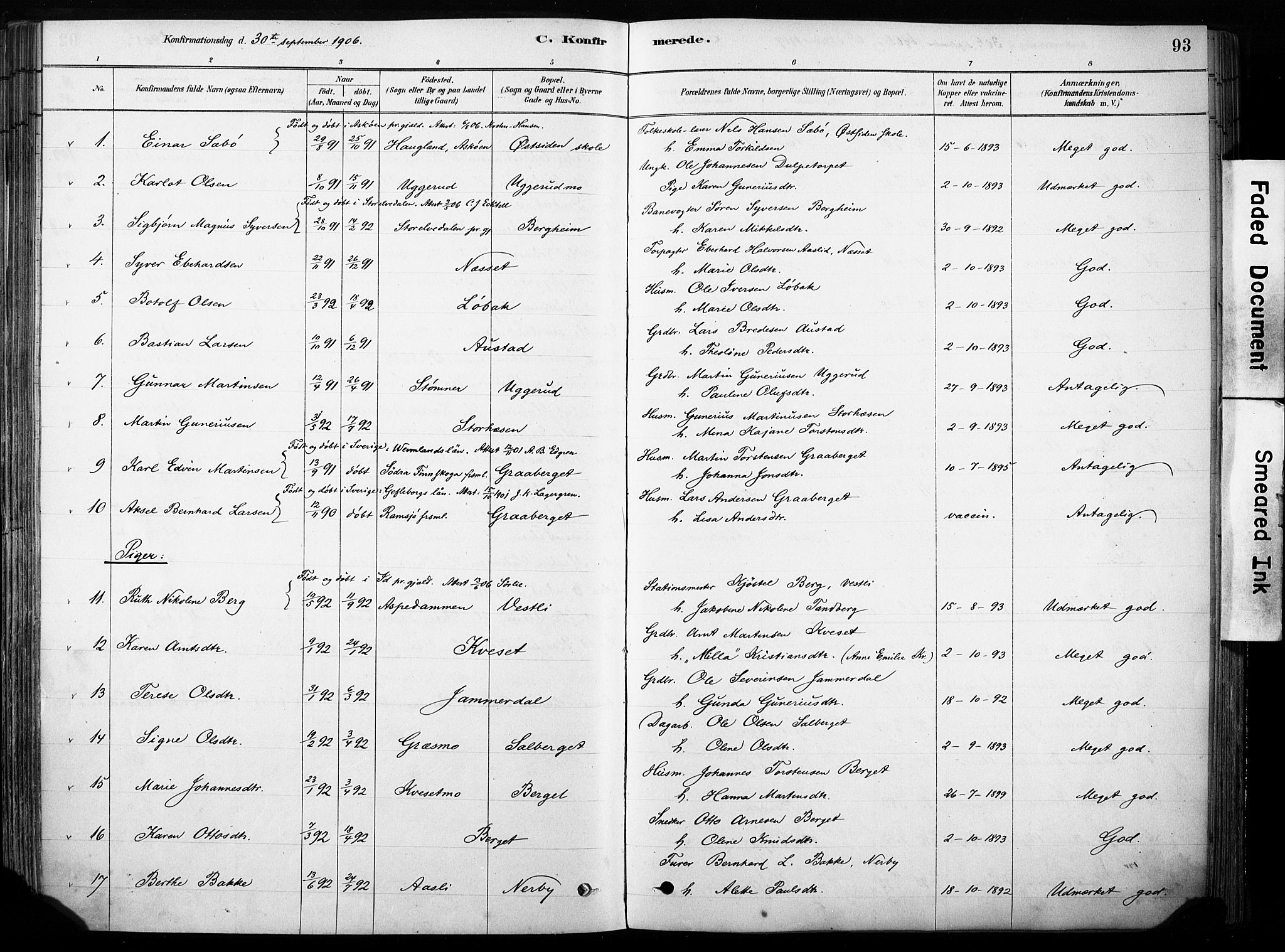 Hof prestekontor, SAH/PREST-038/H/Ha/Haa/L0011: Parish register (official) no. 11, 1879-1911, p. 93
