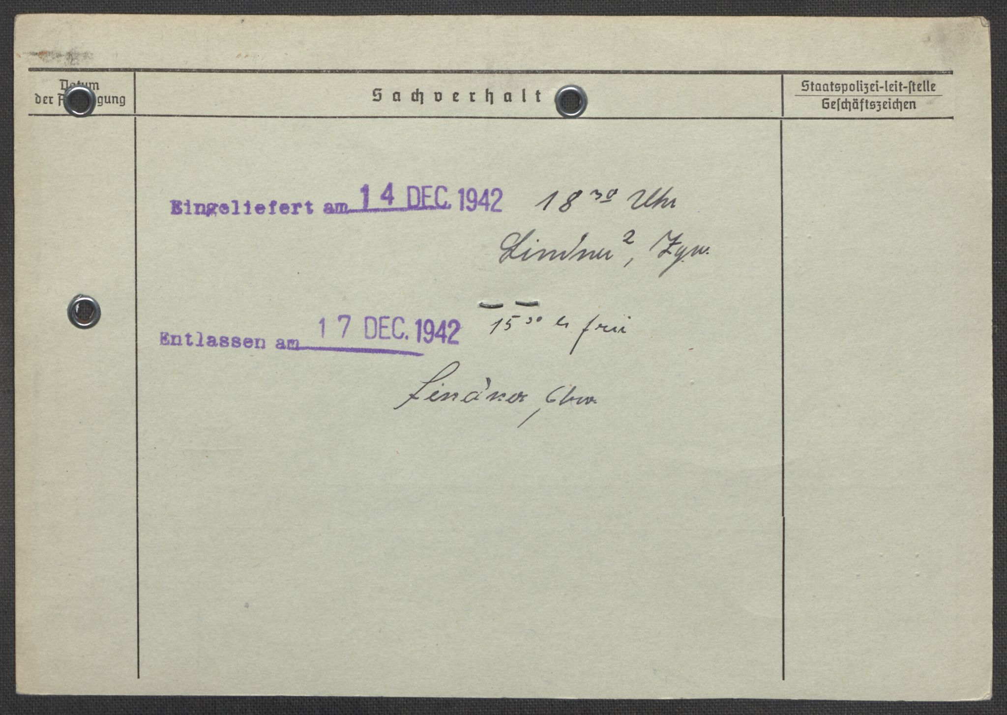 Befehlshaber der Sicherheitspolizei und des SD, AV/RA-RAFA-5969/E/Ea/Eaa/L0002: Register over norske fanger i Møllergata 19: Bj-Eng, 1940-1945, p. 1074