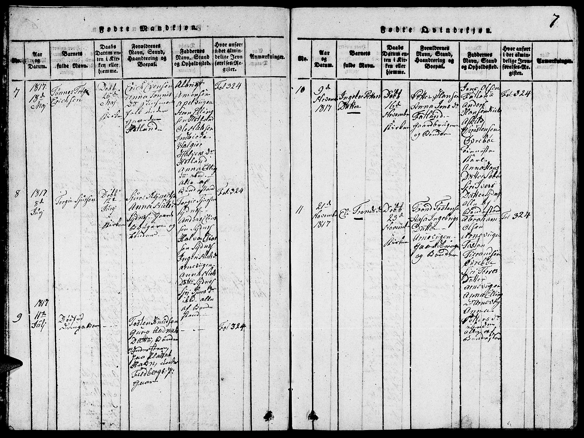 Fjelberg sokneprestembete, SAB/A-75201/H/Hab: Parish register (copy) no. A 1, 1816-1823, p. 7