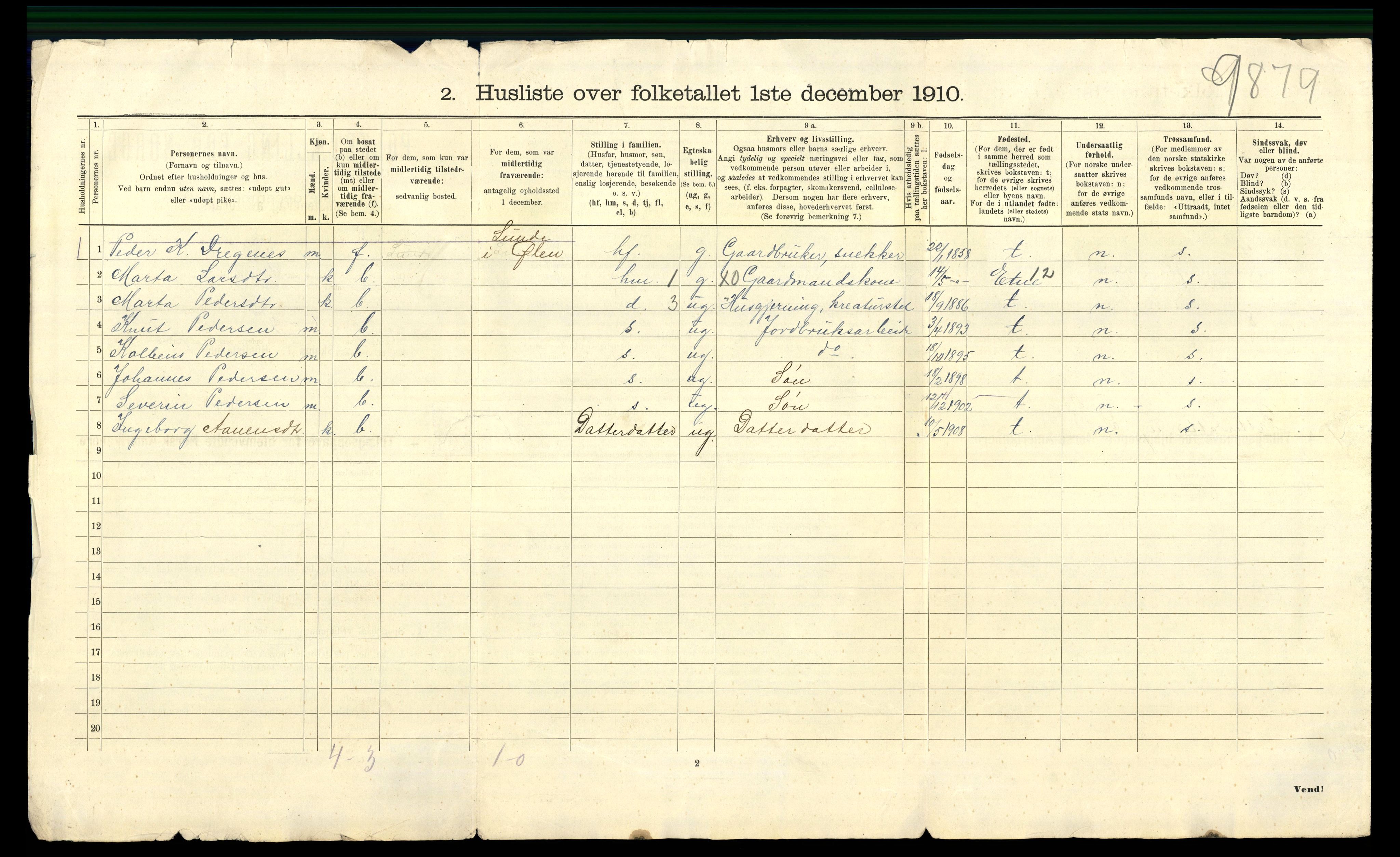 RA, 1910 census for Fjelberg, 1910, p. 44