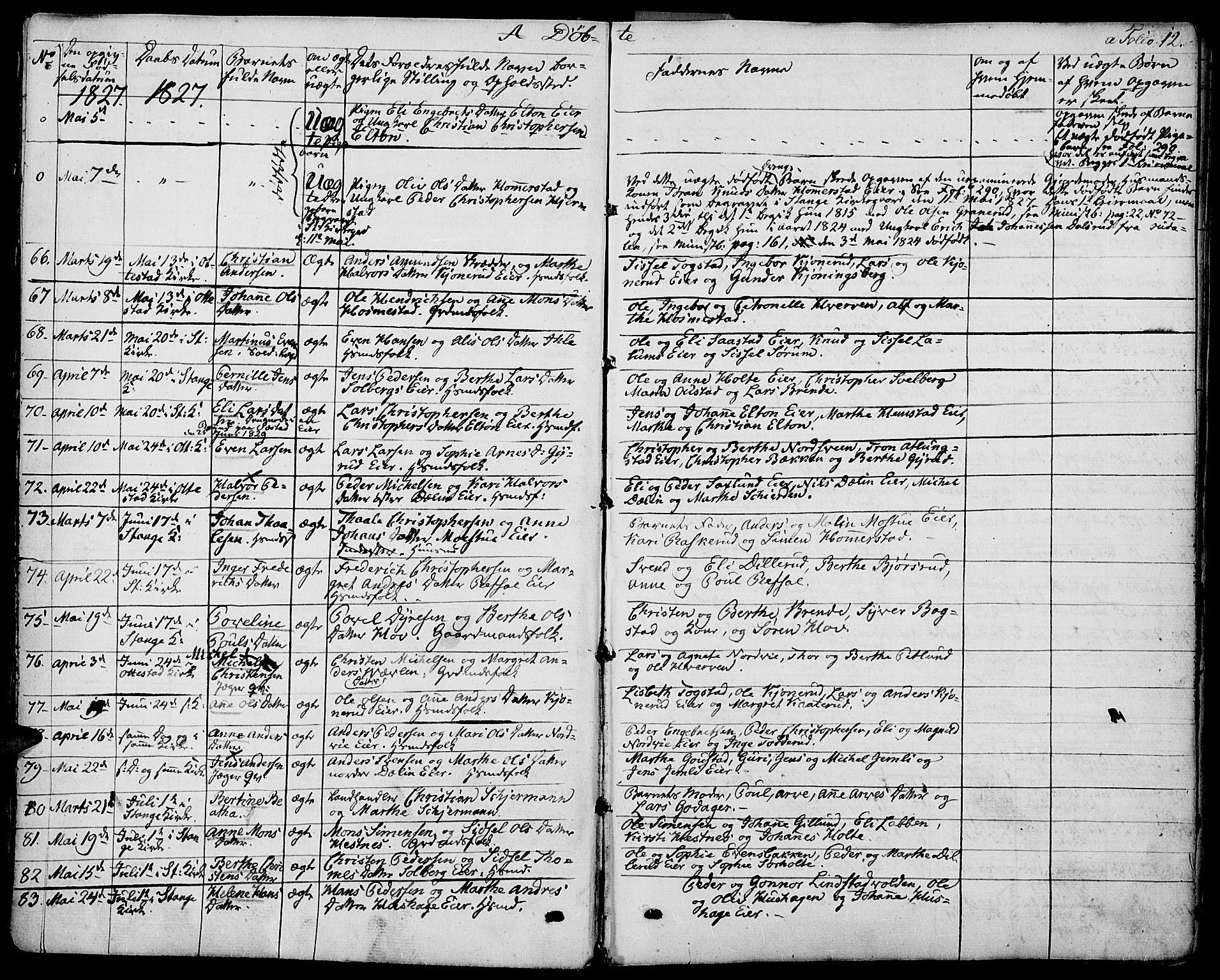 Stange prestekontor, AV/SAH-PREST-002/K/L0009: Parish register (official) no. 9, 1826-1835, p. 12