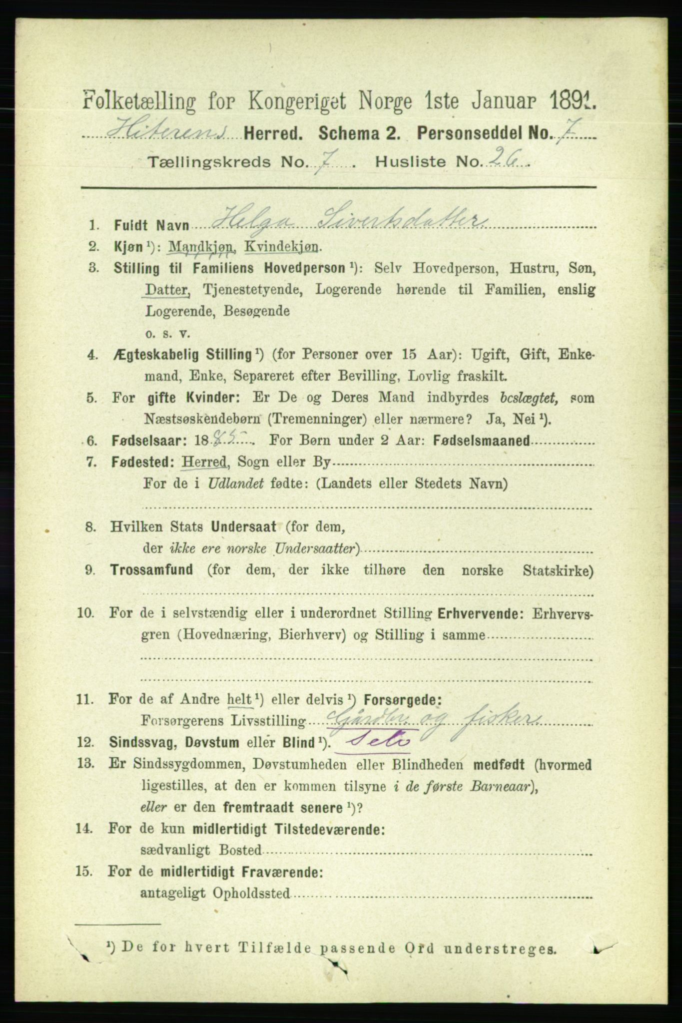 RA, 1891 census for 1617 Hitra, 1891, p. 1417